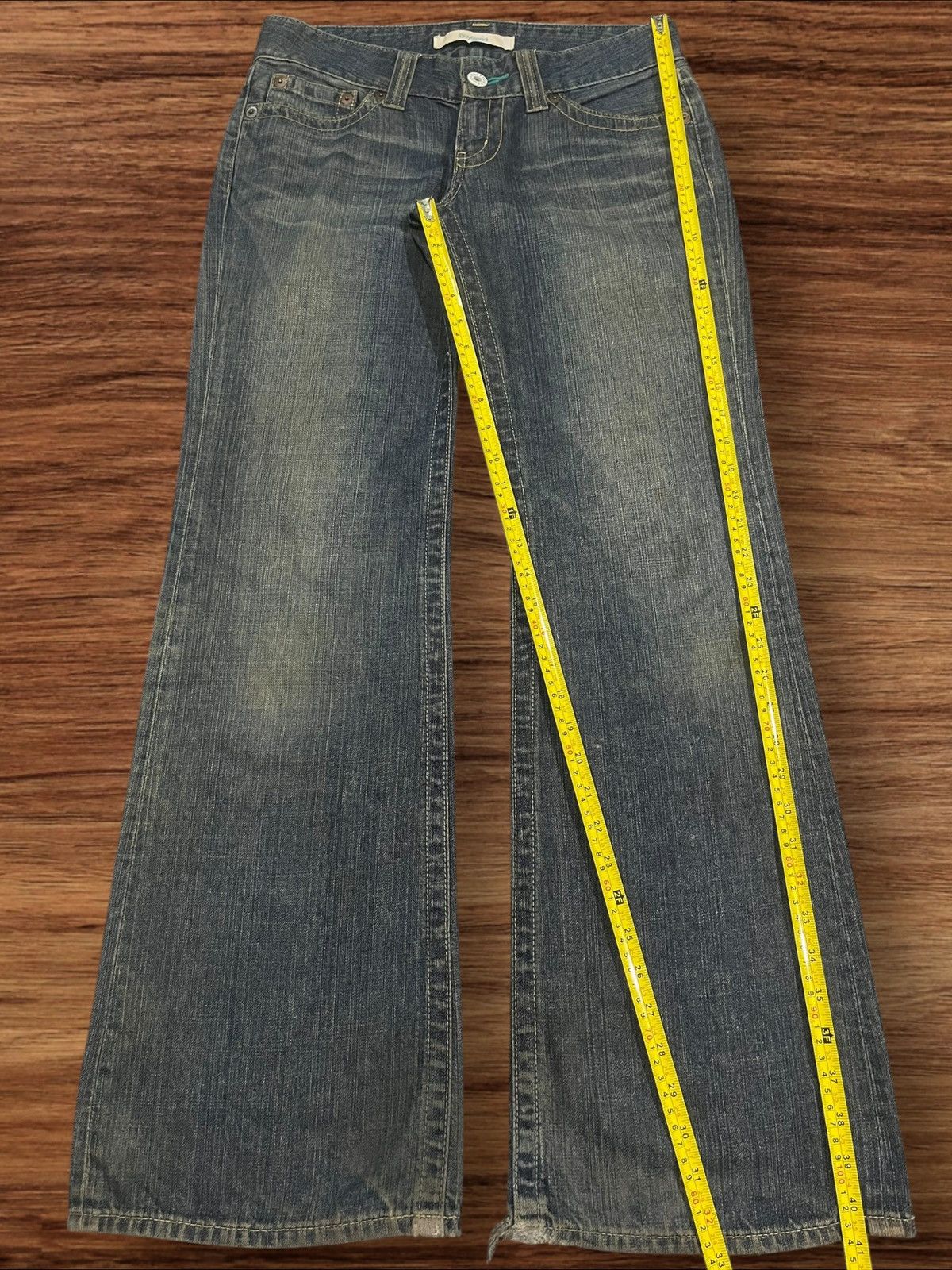 Japanese Brand × Uniqlo Vintage Japanese Brand Uniqlo Blue Faded Frayed Flare Jeans Size 31" - 9 Thumbnail