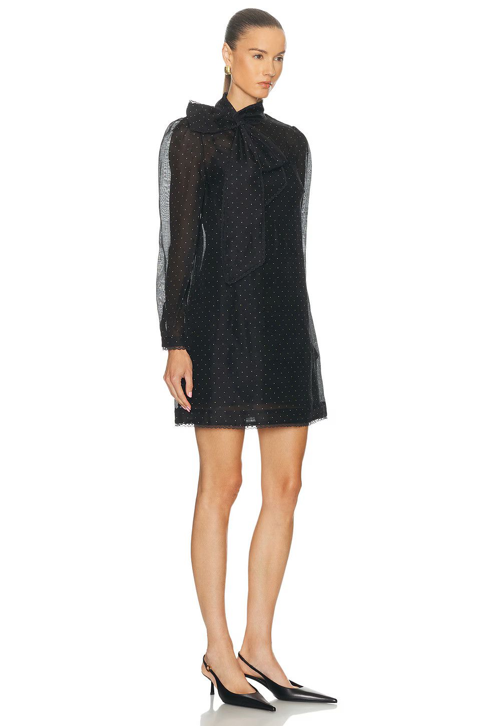 Saint Laurent Paris o1y0126 Silk Mini Dress in Black/White Size XL / US 12-14 / IT 48-50 - 2 Thumbnail