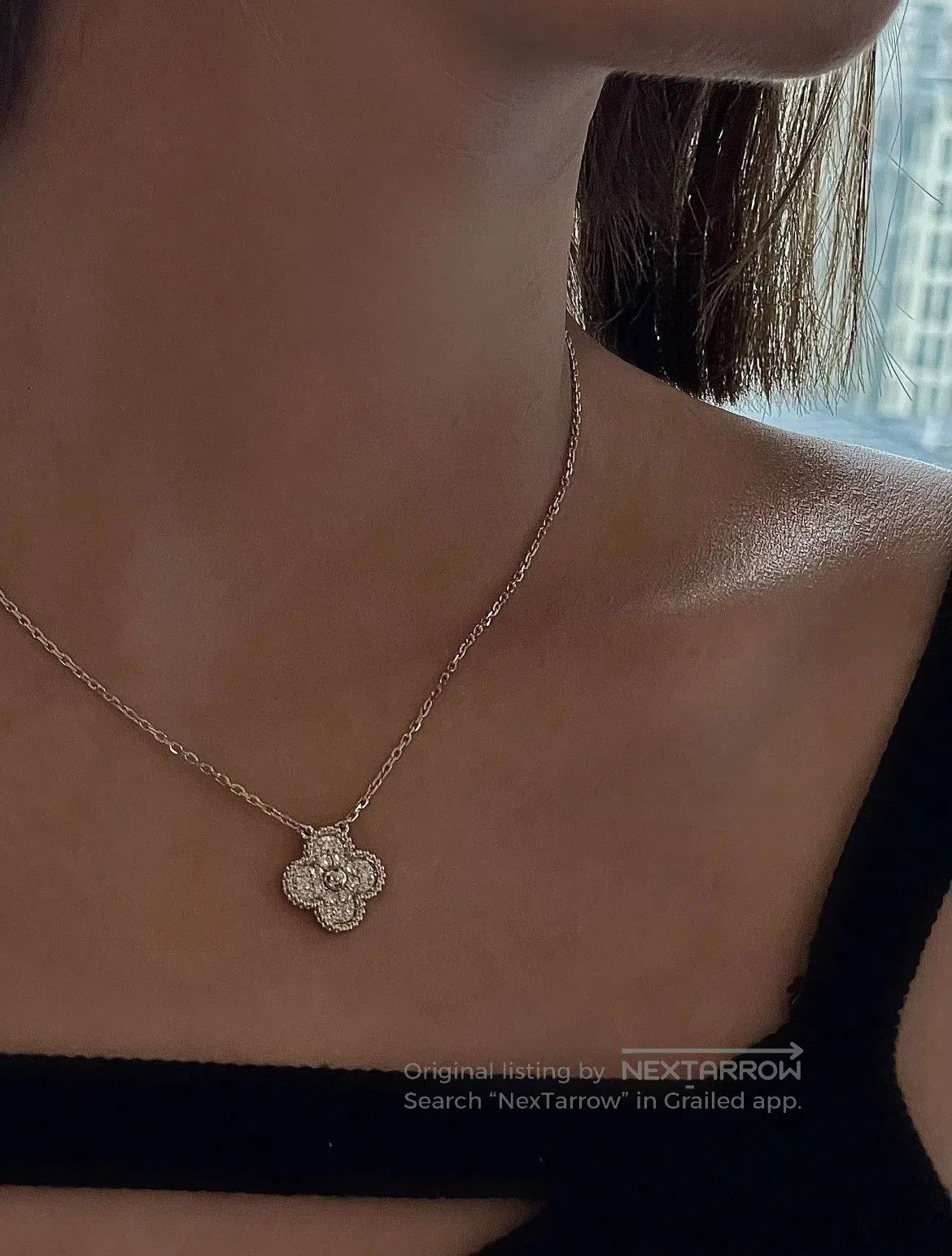 Van Cleef & Arpels VCA 18k White Gold Flower Necklace. Size ONE SIZE - 5 Thumbnail