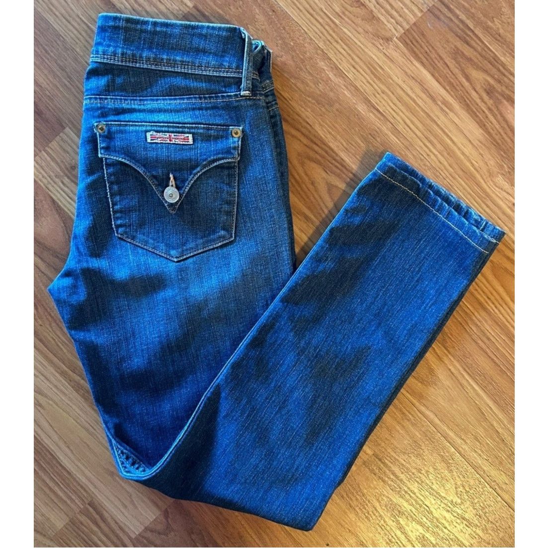 Hudson HUDSON Acid Wash Blue Denim Straight Leg Jeans - 27 Size 27" / US 4 / IT 40 - 3 Thumbnail
