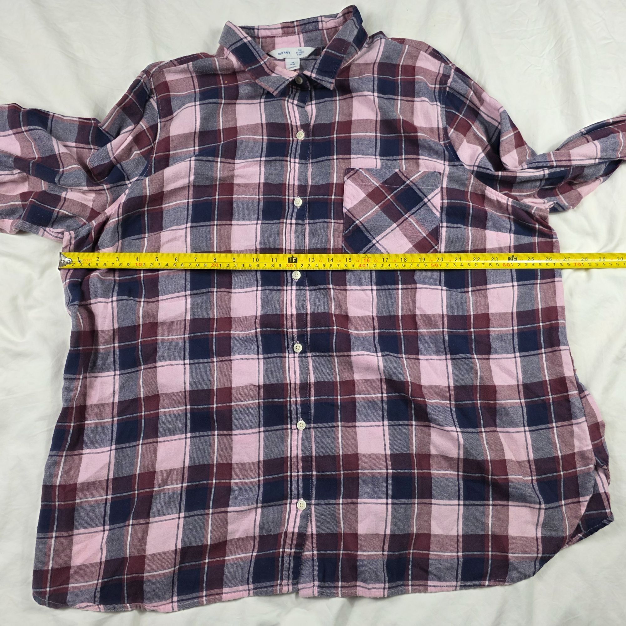 Old Navy Old Navy The Classic Shirt Womens 3X Plus Pink Blue Plaid Bu Size 3XL / US 20-22 - 5 Thumbnail
