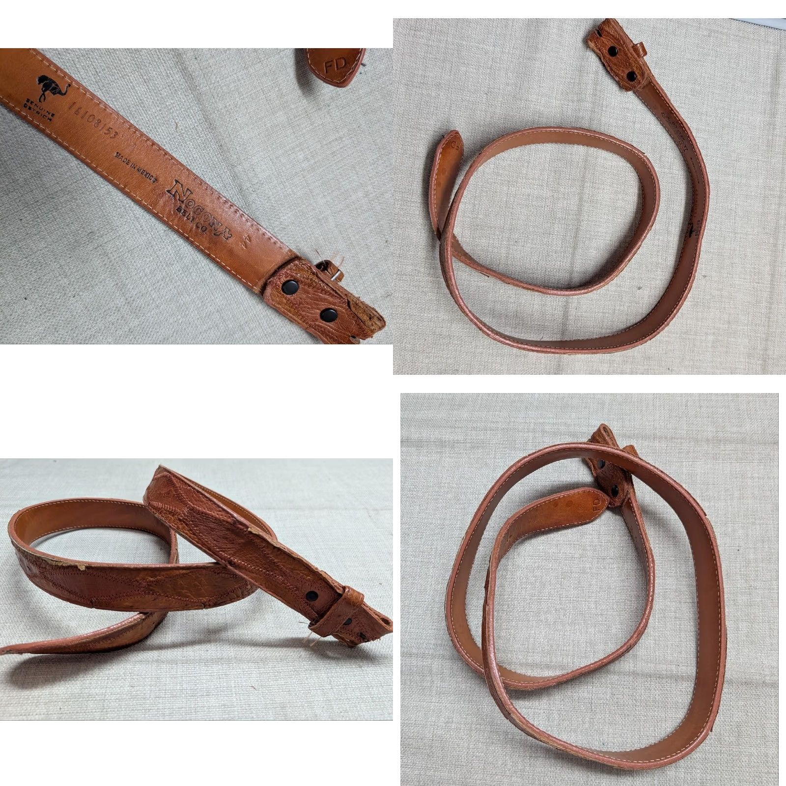 Vintage VINTAGE Nocona belt Western Belt Ostrich Genuine 1-3/8" Ostrich Skin 43/44 Brown Mens Size 44 - 9 Thumbnail