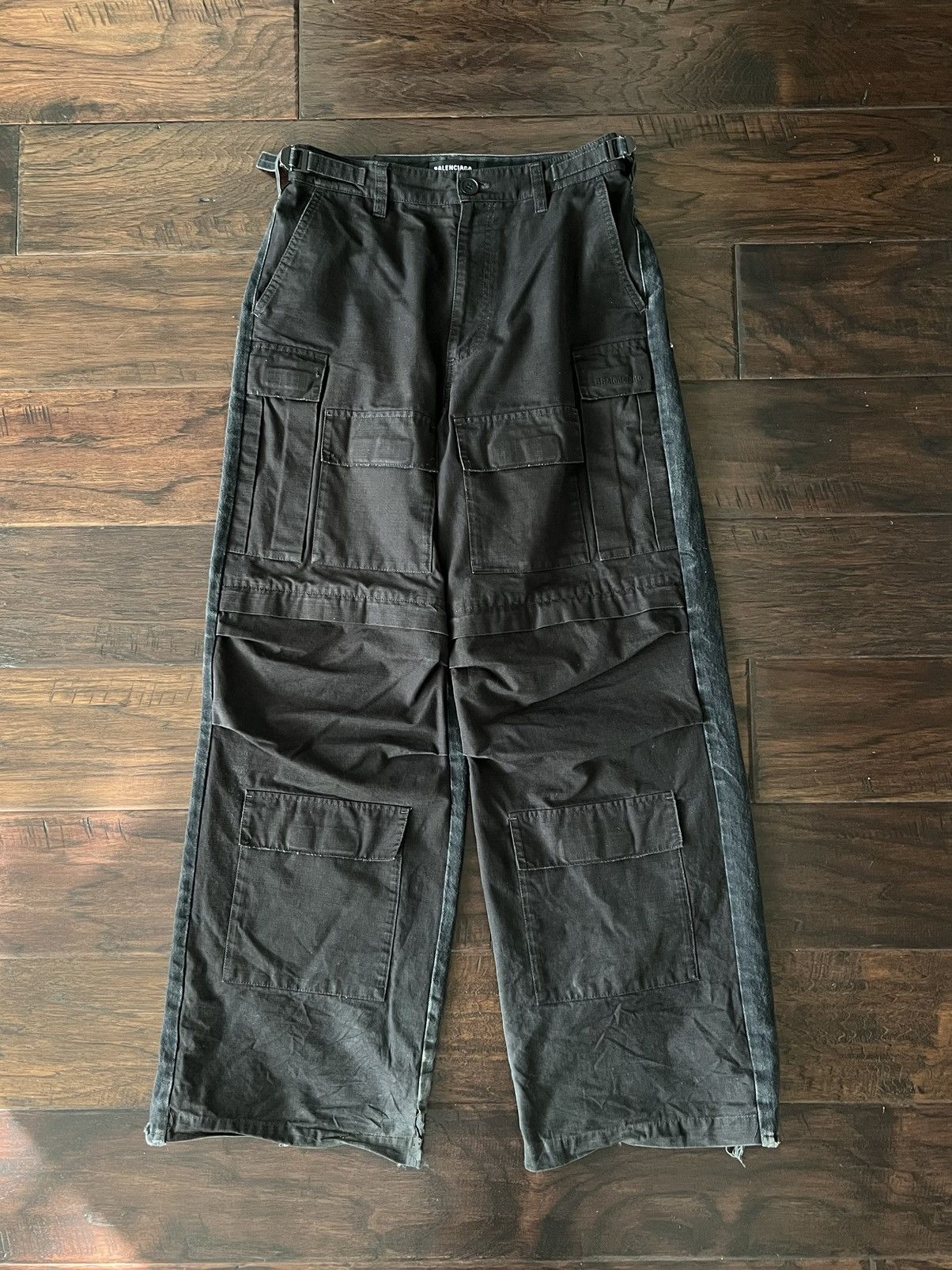 Pre-owned Balenciaga Ss22 Hybrid Denim Cargos In Black