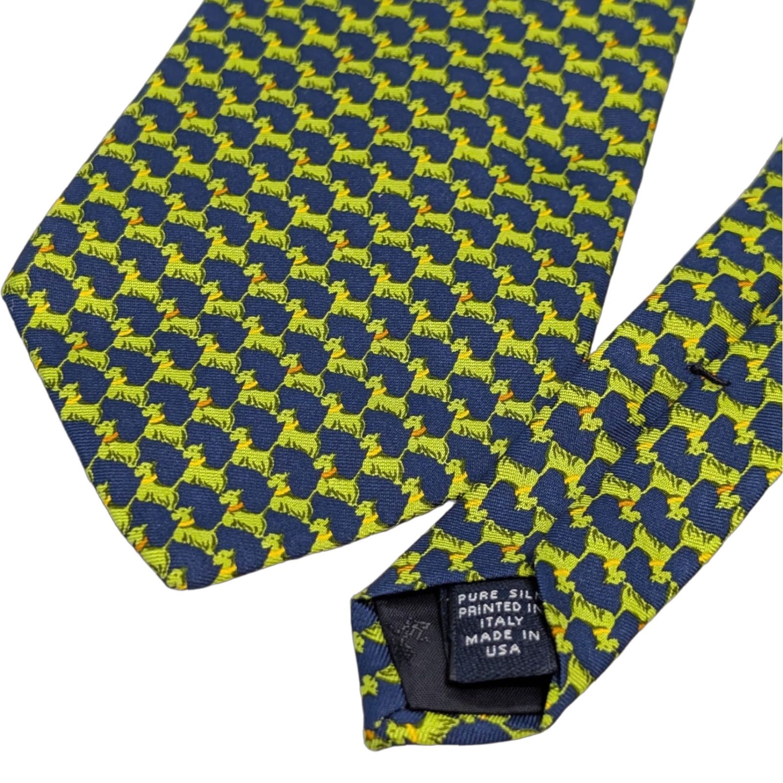 Brooks Brothers BROOKS BROTHERS Tie Neon Green Scottie DOG Blue 100% Silk Men Size ONE SIZE - 1 Thumbnail