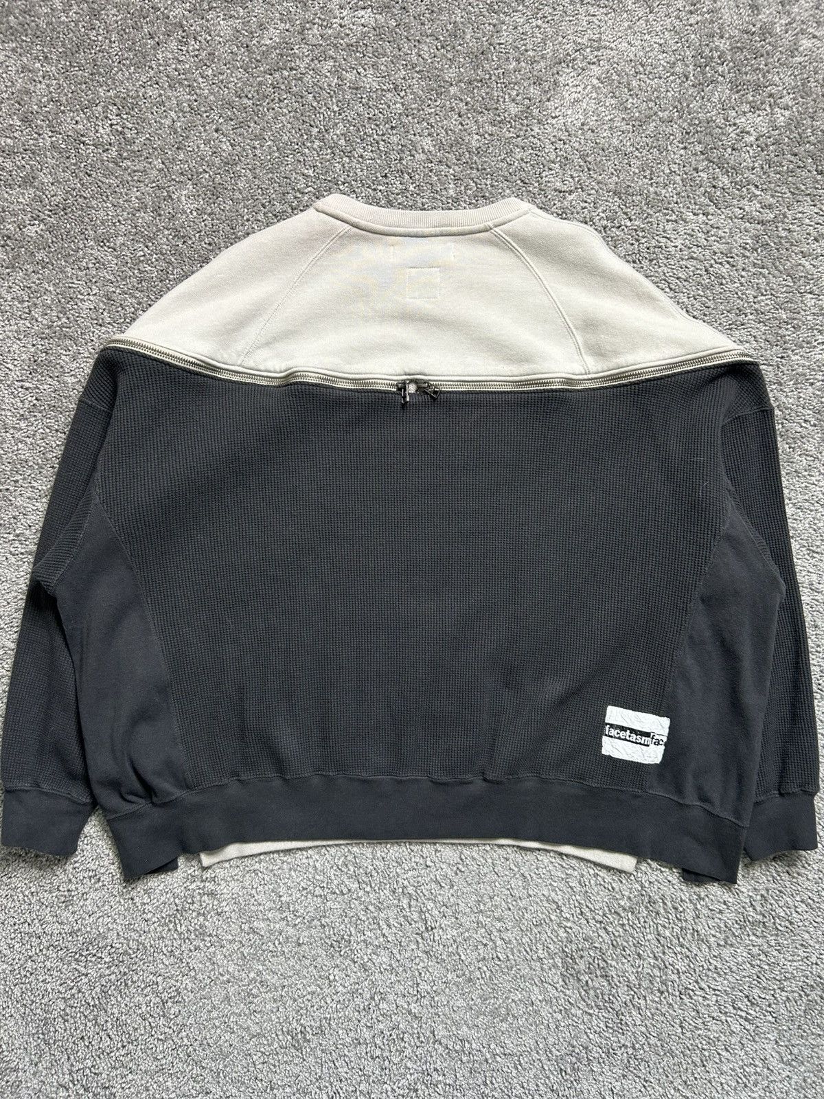 Facetasm × Japanese Brand Facetasm Zippered Two Tone Thermal Crewneck Sweatshirt Japan Size US L / EU 52-54 / 3 - 9 Thumbnail