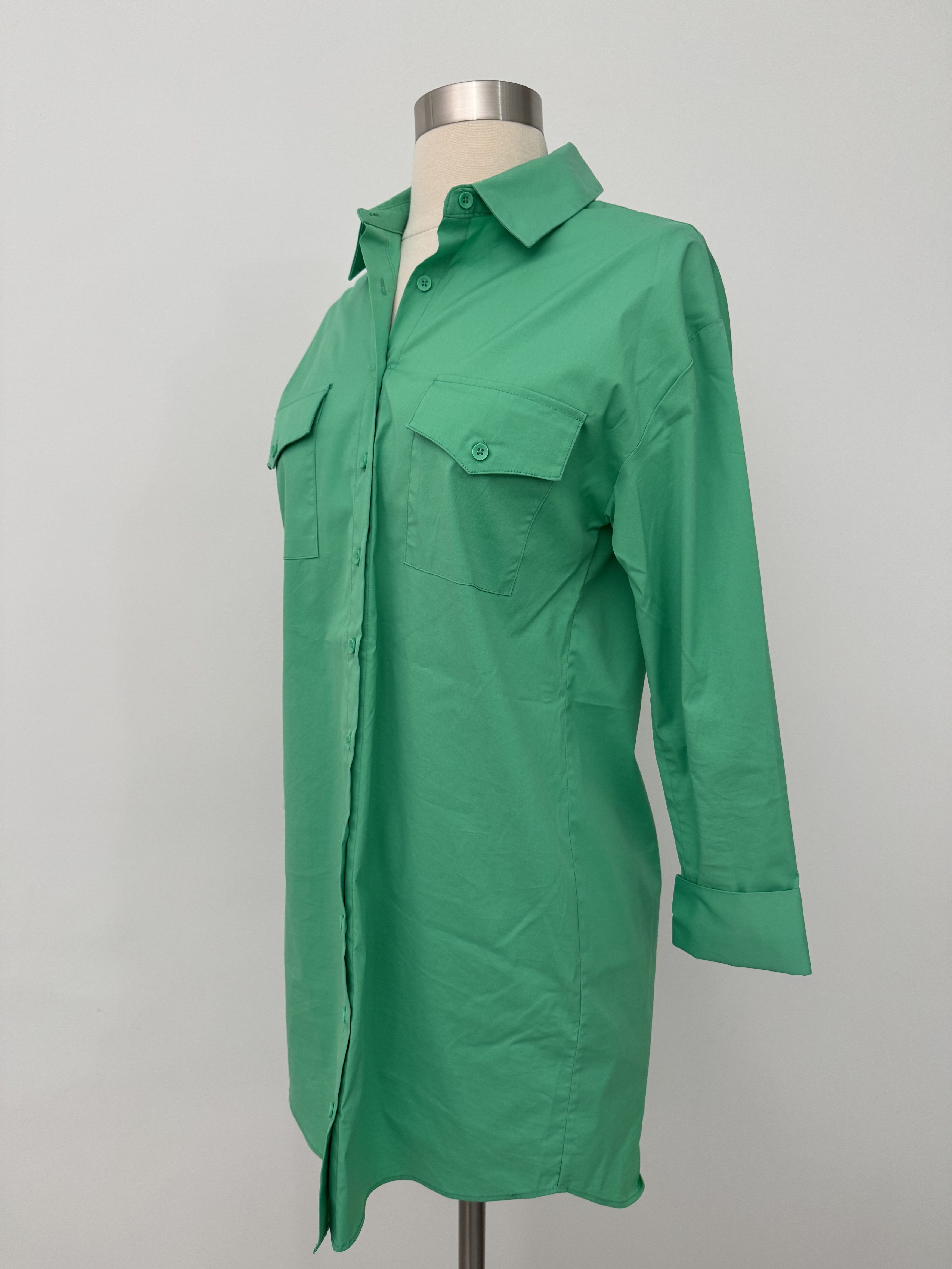 Alice + Olivia Green Button Down Shirt Dress Size XS / US 0-2 / IT 36-38 - 3 Thumbnail