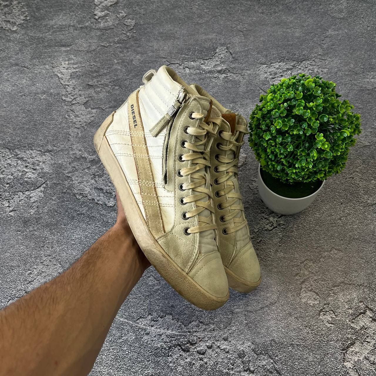 Vintage 90's Diesel D-String Plus Zip High Top Leather Shoes, Men's (Size 8.5)