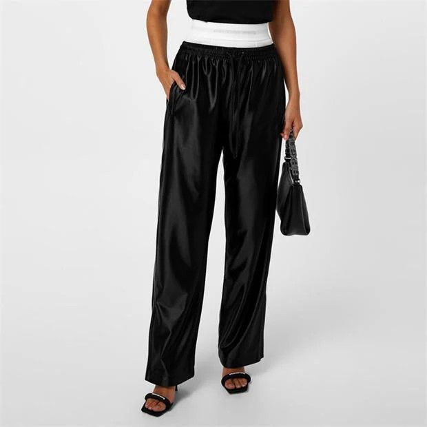 Alexander Wang o1g2r1mq0824 Wide Leg Track Pants in Black Size 29" - 3 Thumbnail