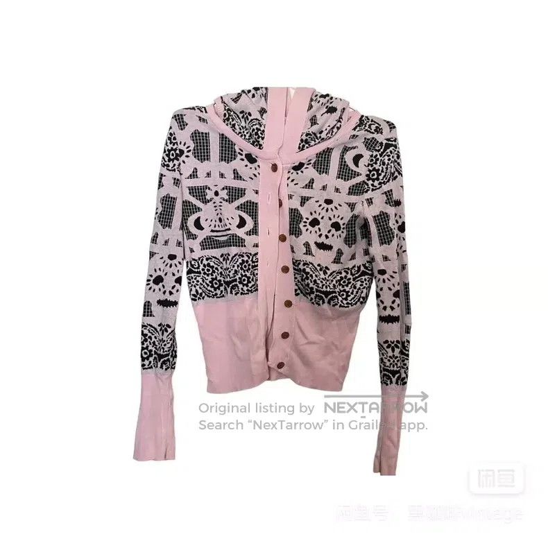 Vivienne Westwood Vivienne Westwood Cherry Blossom Pink Lace Skull Knit Jack Size L / US 10 / IT 46 - 1 Thumbnail