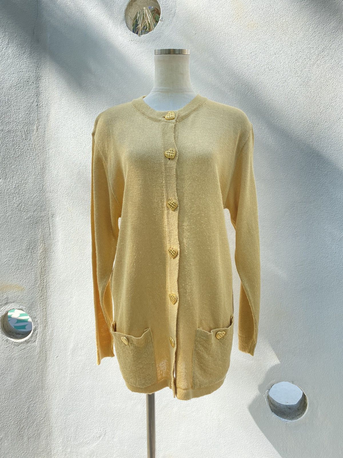 Vintage PALLS PYRA Yellow Knit Cardigan Size M / US 6-8 / IT 42-44 - 15 Thumbnail
