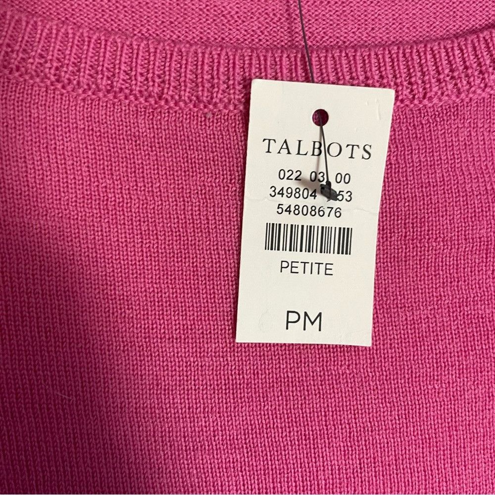 Talbots NWT New Talbots Merino Wool Puff Button Sleeve Pink Sweater Size M / US 6-8 / IT 42-44 - 7 Thumbnail