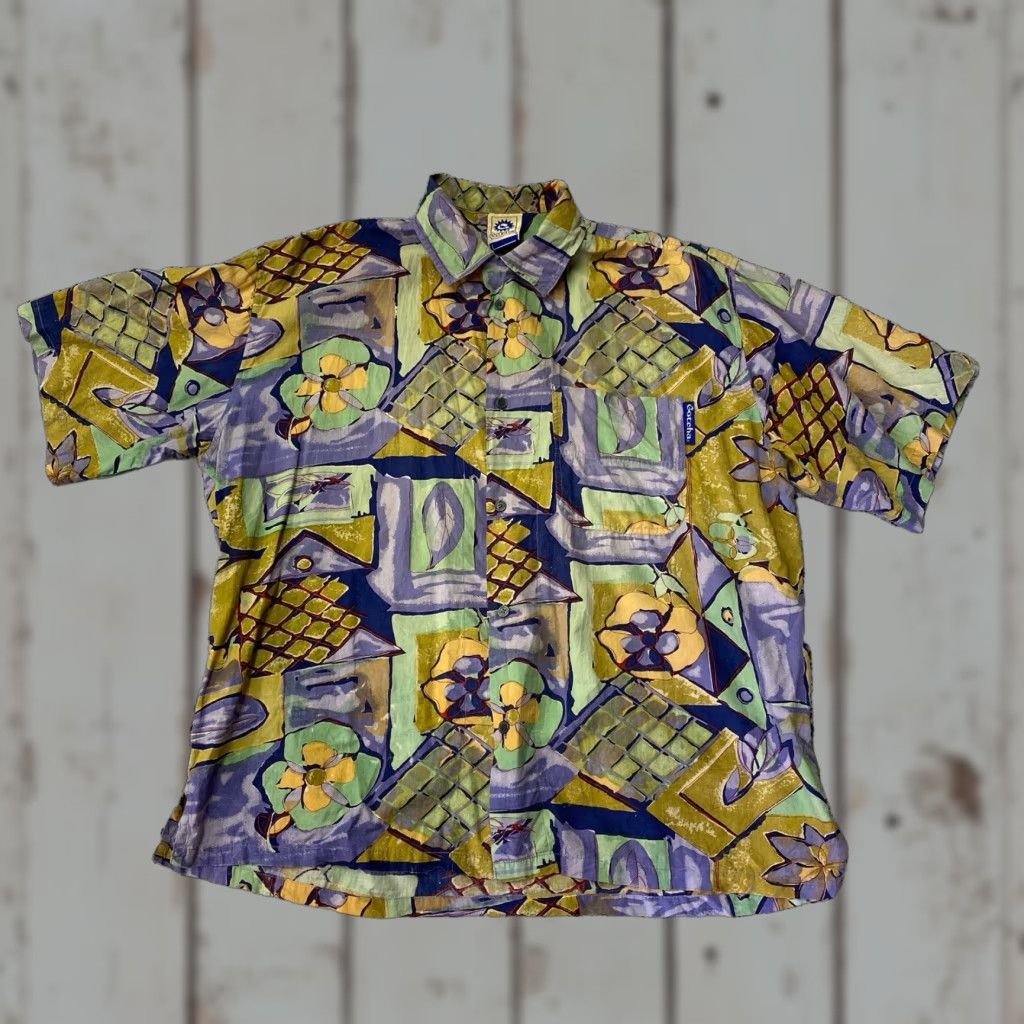 Gotcha VINTAGE Gotcha Shirt Mens XL Green Button Up Hawaiian Y2K Floral Short Sleeve Collared 90s Beach Retro Tropical City Sports Mens Size US XL / EU 56 / 4 - 1 Thumbnail