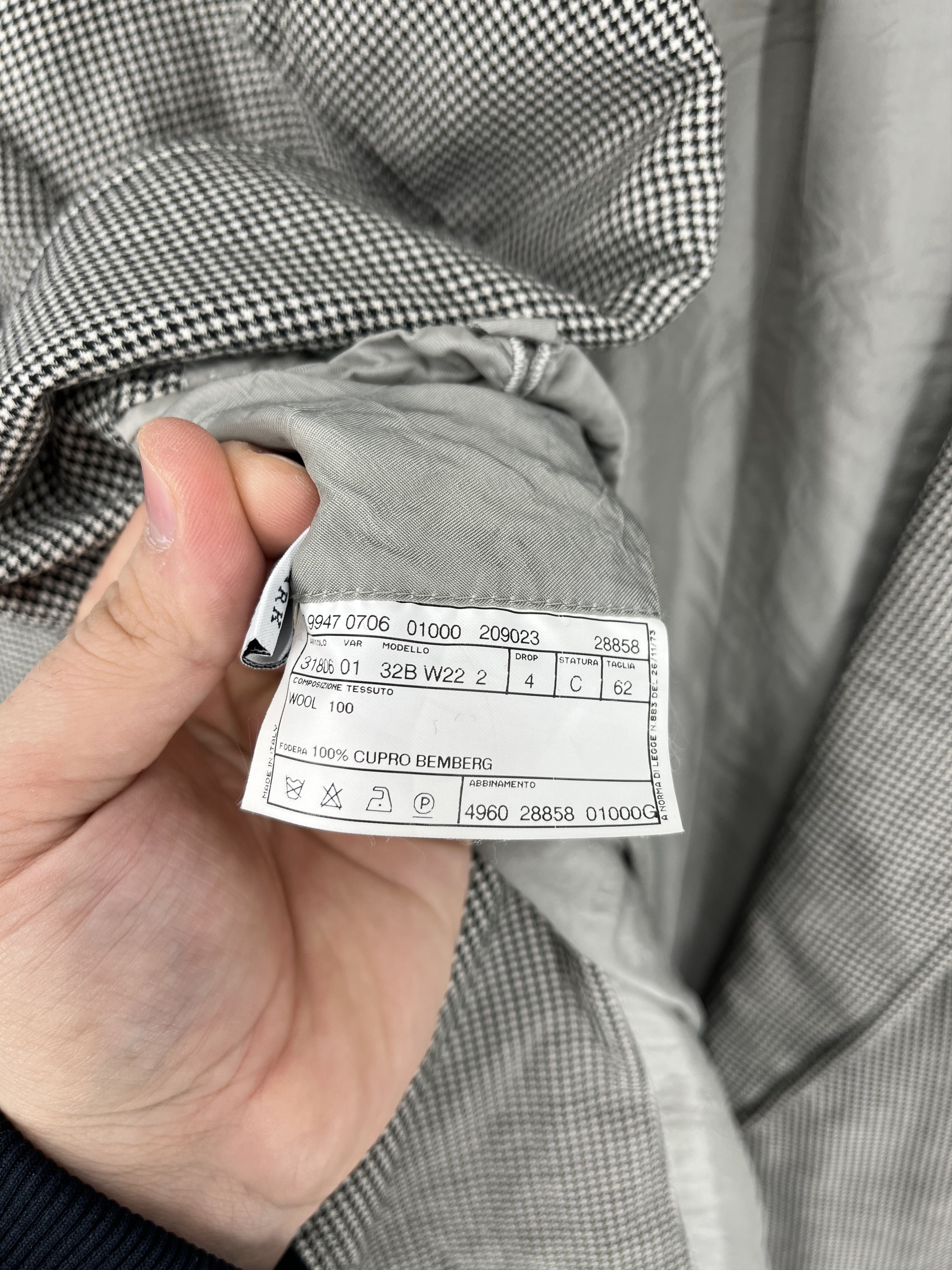 Pal Zileri PAL ZILERI Blazer Jacket Grey Houndstooth Wool 3 Button Size 52R - 13 Thumbnail