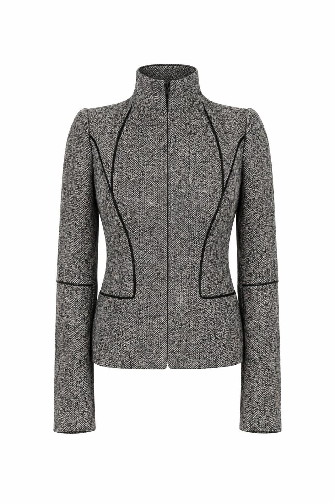 Alexander McQueen F/W 2004 Alexander McQueen Tweed Wool /W Leather Trim Jacket Size S / US 4 / IT 40 - 1 Thumbnail