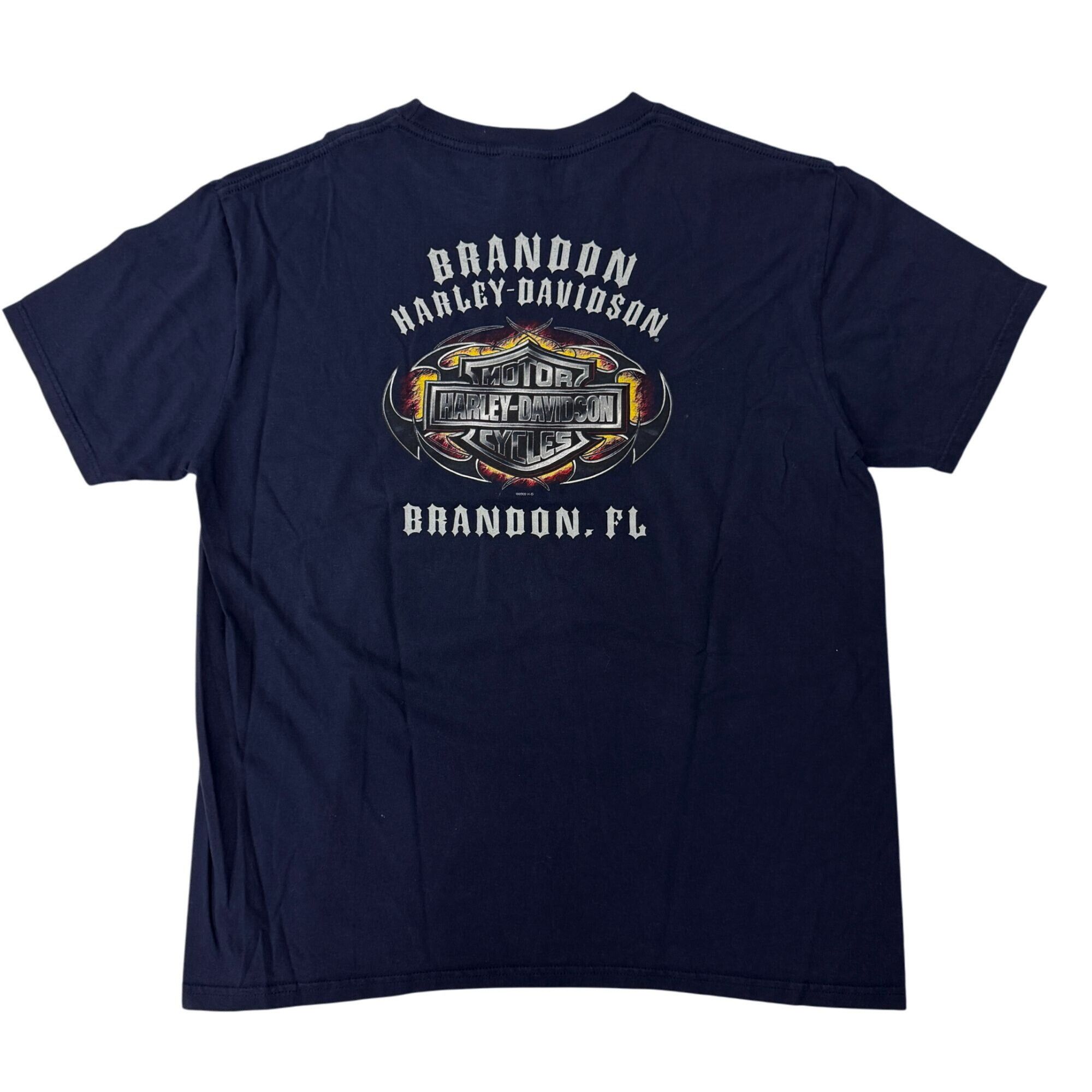 Harley Davidson Harley Davidson Motorcycle Navy Blue Brandon Florida T Shirt Size US XL / EU 56 / 4 - 4 Thumbnail