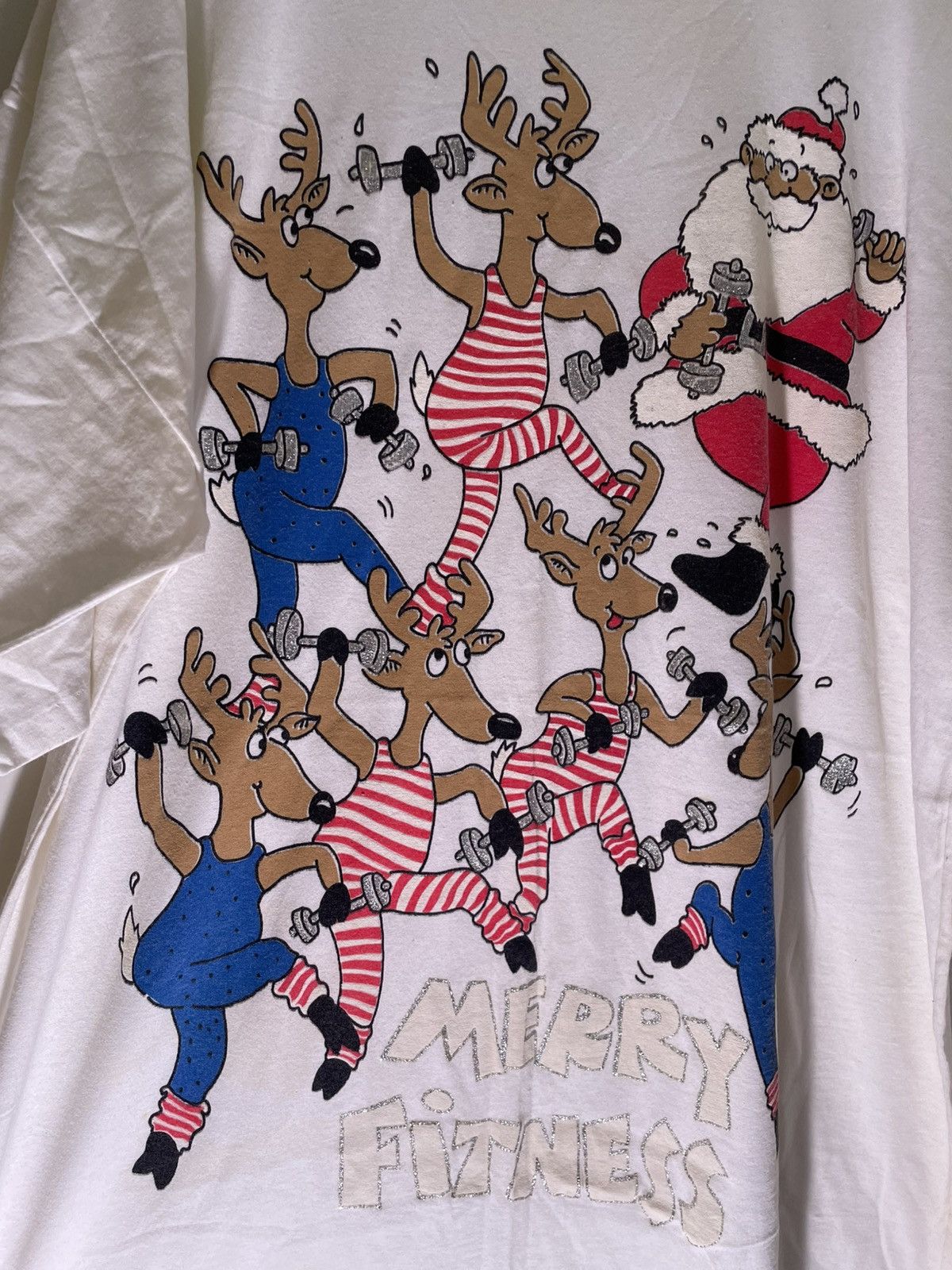 Vintage 80’s 90’s VTG Vintage Merry Christmas Fitness Santa T Shirt Size US XXL / EU 58 / 5 - 5 Thumbnail