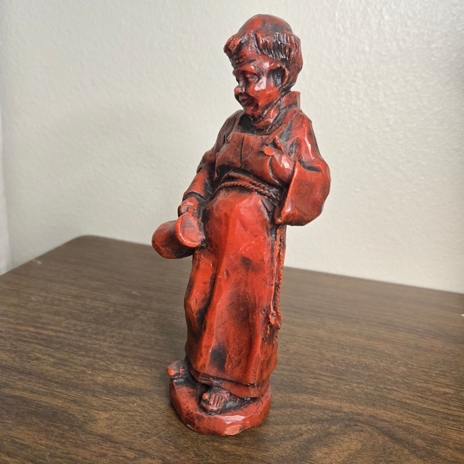 Vintage Vintage Hand-Carved Monk Folk Art Figurine - Red Patinated Size ONE SIZE - 2 Thumbnail