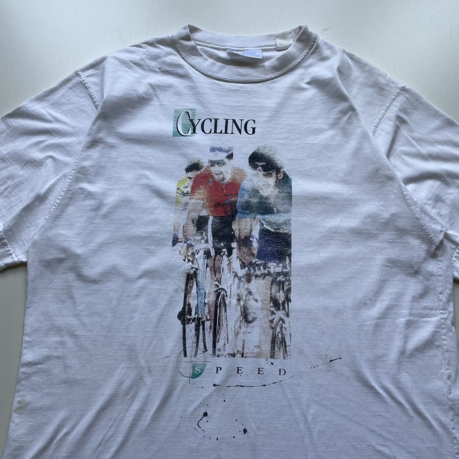 Vintage Vintage 90s Cycling Biking Road Bike Art T Shirt Large Rare Size US L / EU 52-54 / 3 - 2 Thumbnail