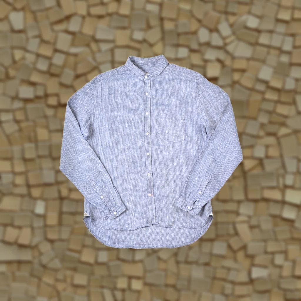 Oliver Spencer Oliver Spencer Blue Linen Long Sleeve Button-Up Shirt 16 Mens Size US L / EU 52-54 / 3 - 1 Thumbnail