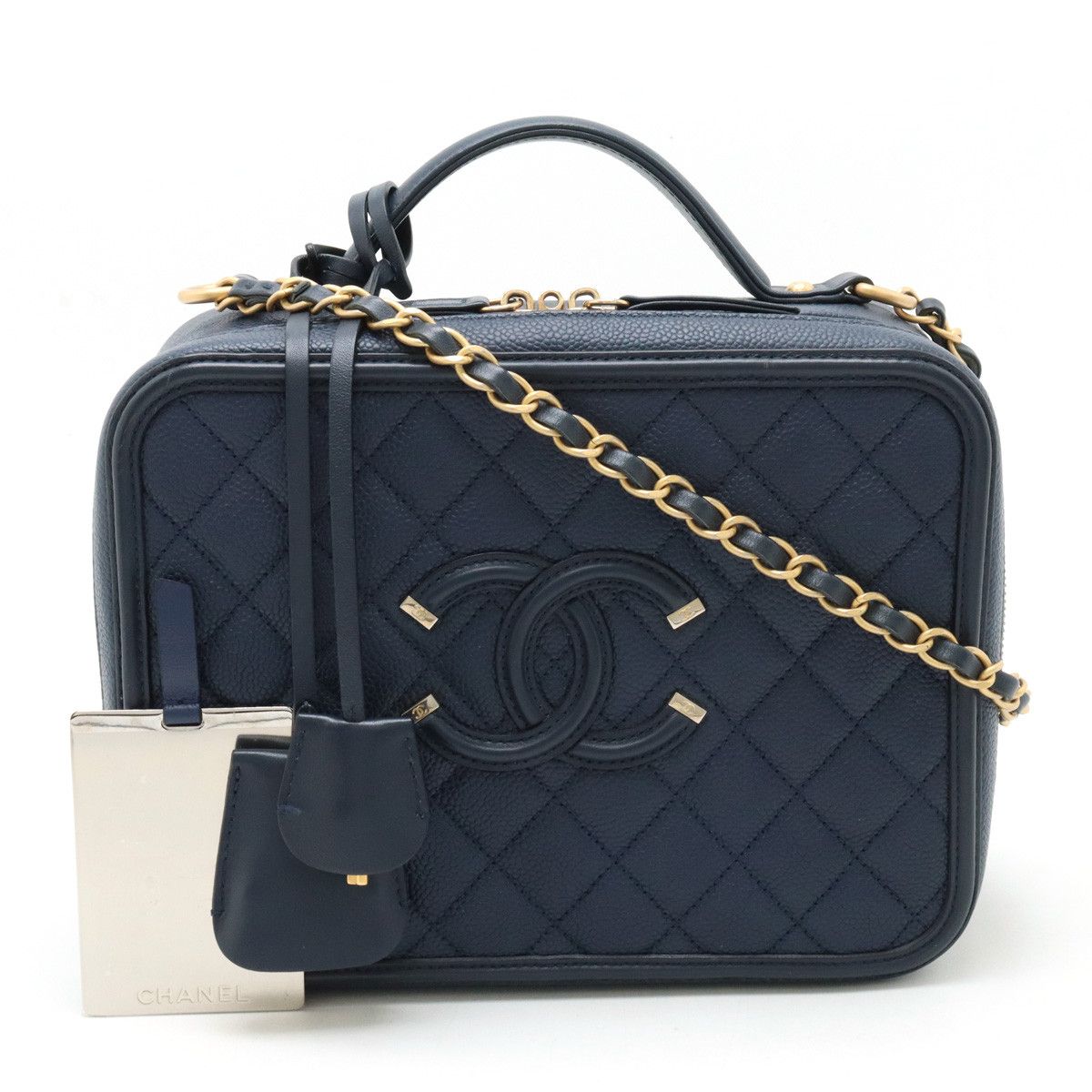 Chanel Chanel Chanel Caviar Skin CC Filigree Matelasse Vanity Case Handbag A93344 Leather Handbag A93344 in Pristine Condition Size ONE SIZE - 1 Thumbnail