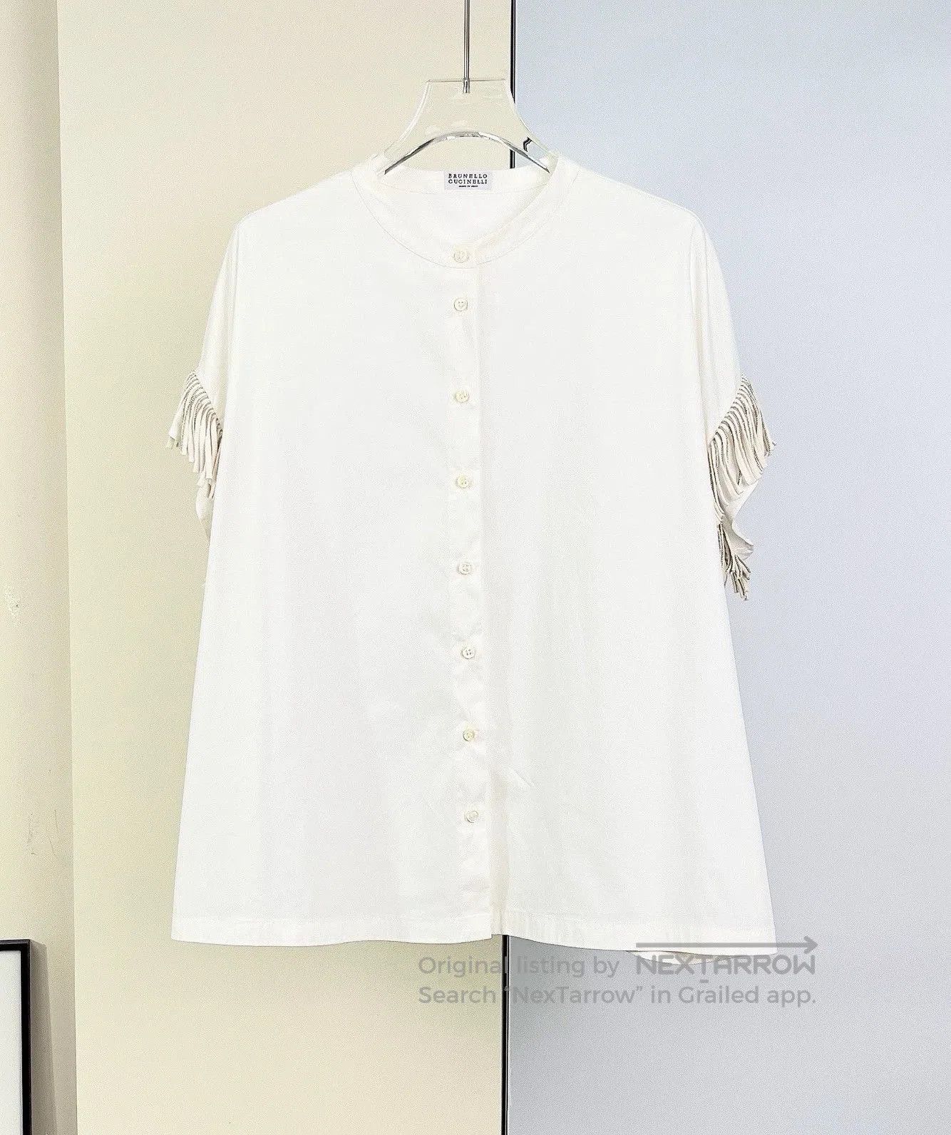 Brunello Cucinelli white sleeveless fringe shirt by brunello cucinelli. Size US XS / EU 42 / 0 - 1 Thumbnail