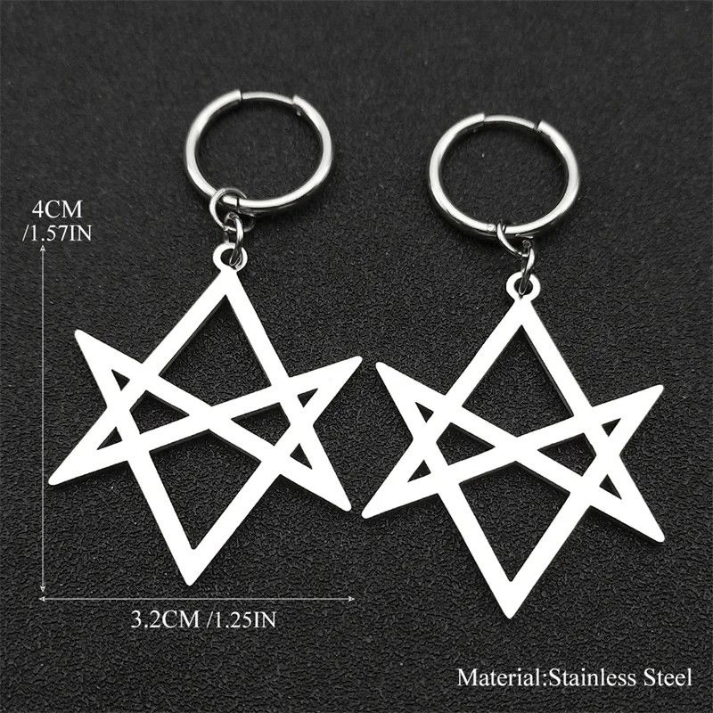 Jewelry Goth Unicursal Hexagram Hoop Earrings Jewelry Gift Size ONE SIZE - 5 Thumbnail