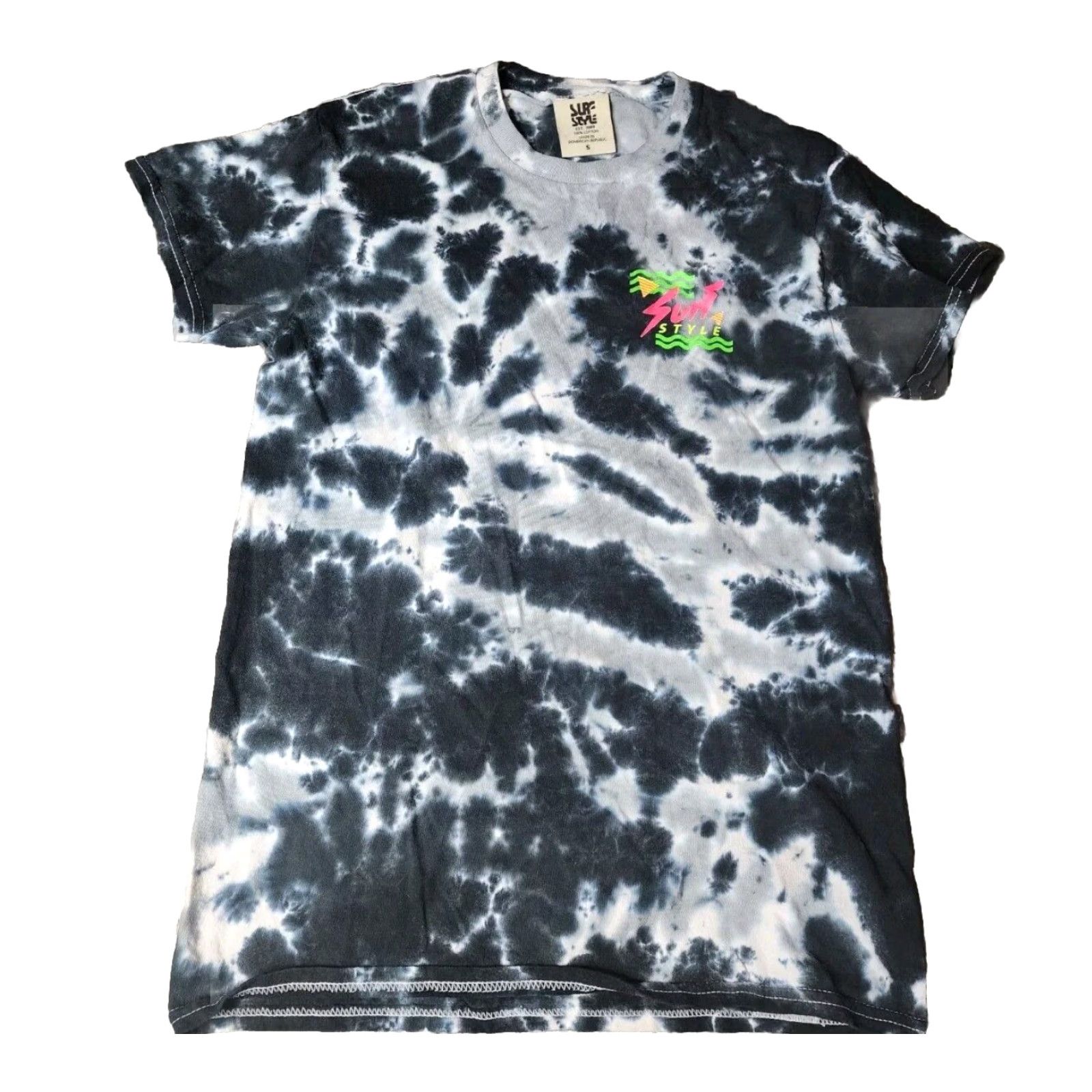 Vintage VINTAGE Surf Style T Shirt Mens S Tie Dye Neon Logo Short Sleeve Crew Neck Black 90s Beach Theme Size US S / EU 44-46 / 1 - 2 Thumbnail