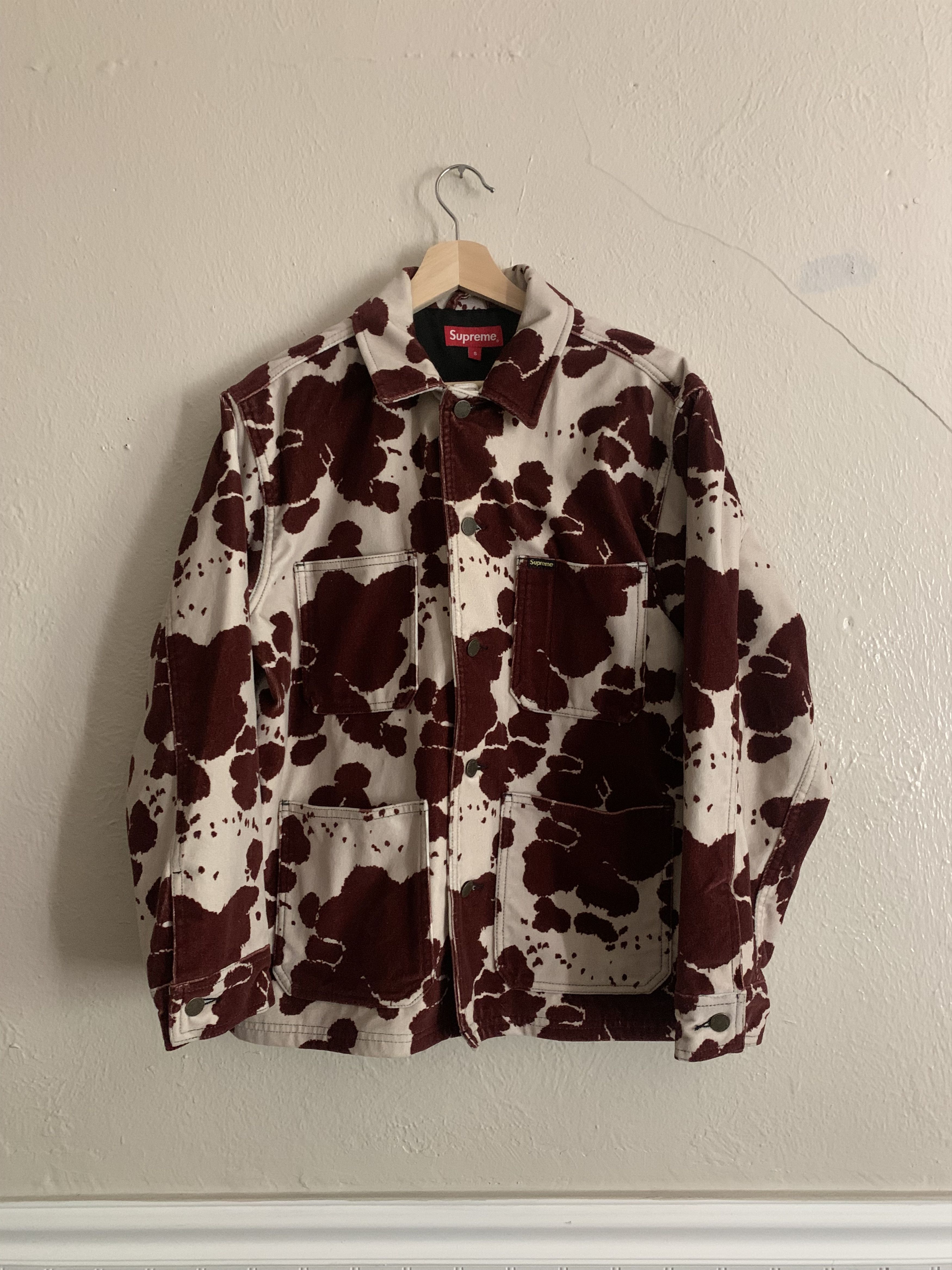 Supreme Supreme Velvet Chore Coat Cow Print Size S | Grailed