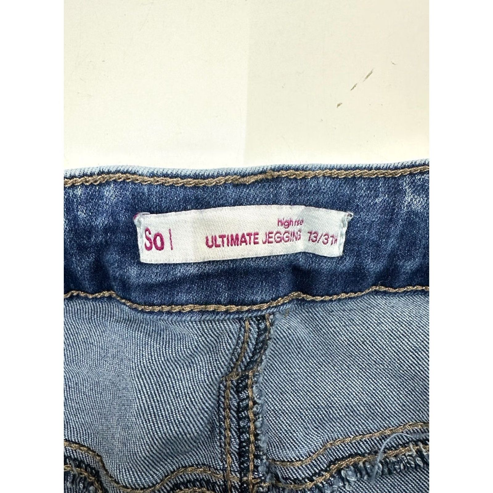 Vintage SO Juniors Jeans Size 13 High Rise Ultimate Jegging Distressed Denim Blue Size 34" / US 12 / IT 48 - 4 Thumbnail