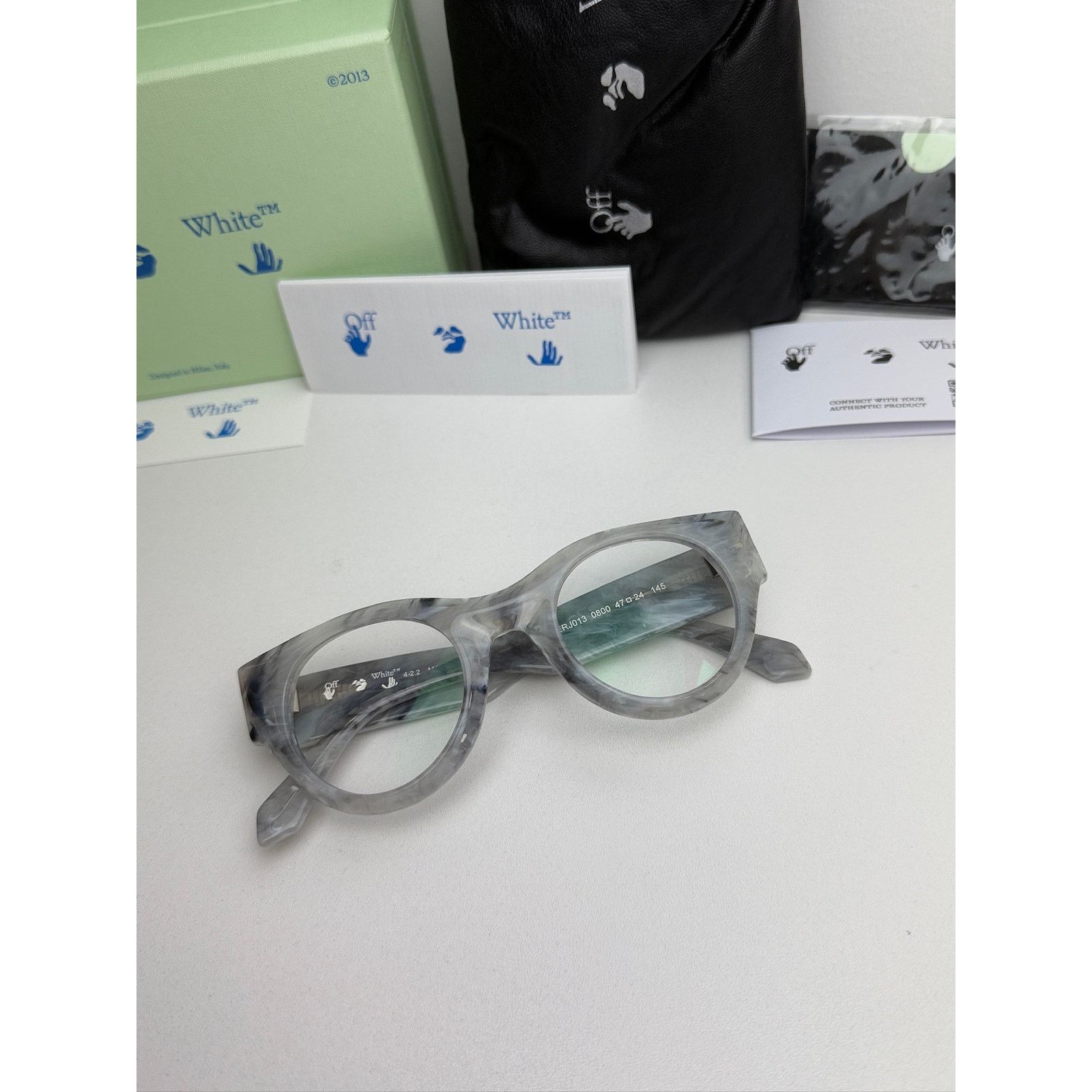 Off-White NEW Off White Style 13 Marble Bluelight Eyeglasses Frames Size ONE SIZE - 2 Thumbnail