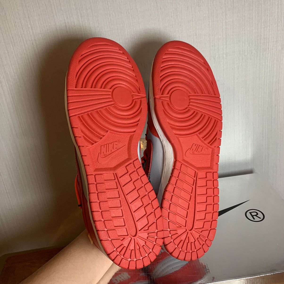 Nike × Off-White × Virgil Abloh Off-White Nike Dunk Low University Red Size US 12 / EU 45 - 16 Thumbnail