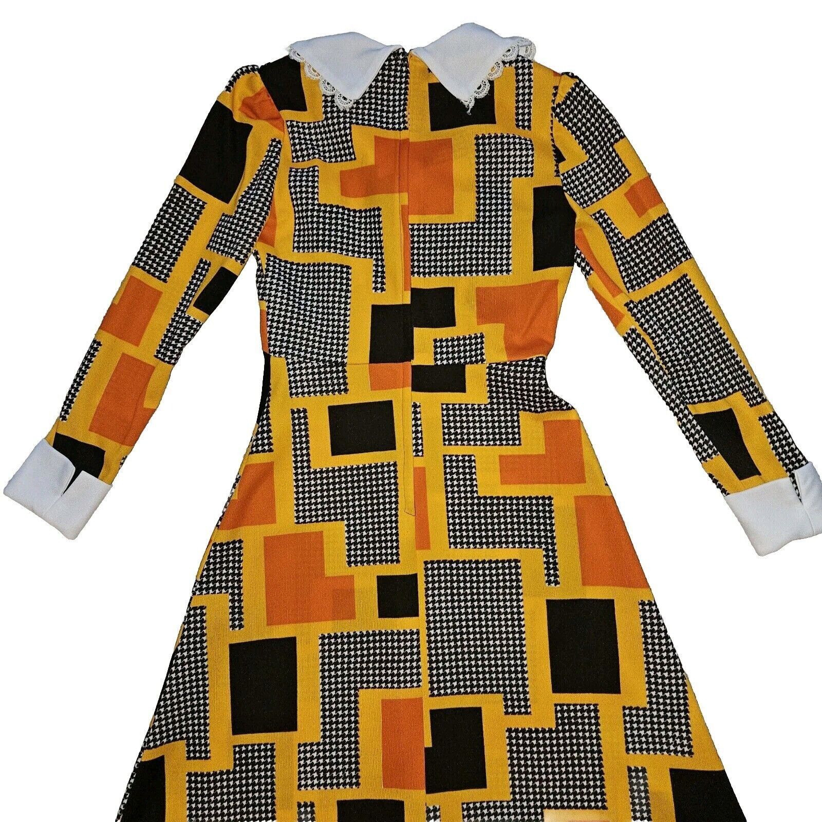 Vintage Vintage Psychedelic Dress Womens 12 Flashy Orange Yellow Geo Size S / US 4 / IT 40 - 13 Thumbnail