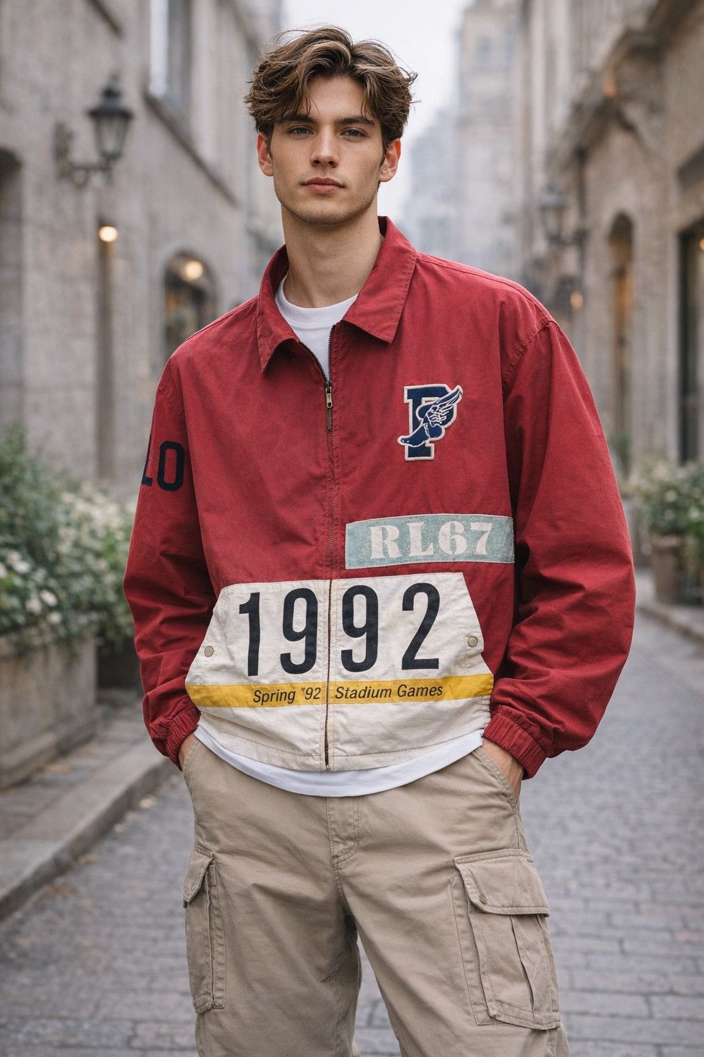 Polo Ralph Lauren 1992 original polo stadium p wing jacket red