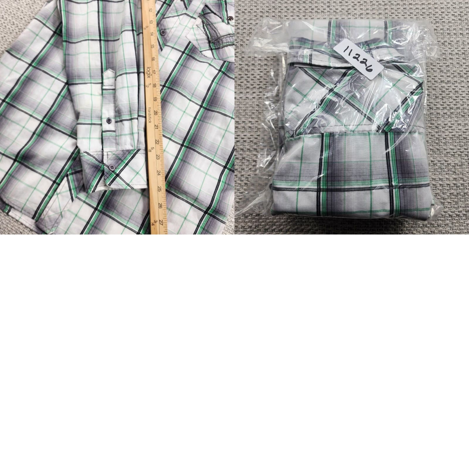 Vintage Chale Shirt Mens Small Green Gray White Plaid Long Sleeve Button Up Western Shirt Size US S / EU 44-46 / 1 - 9 Thumbnail