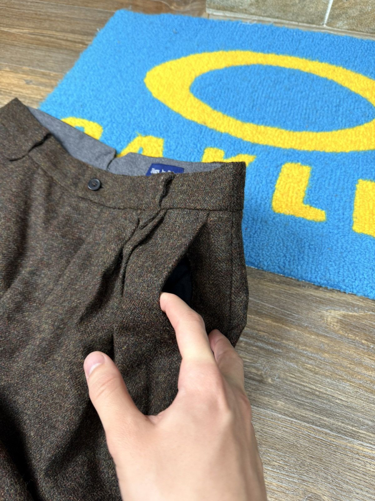 Fleurs de Bagne Wool Tweed Brown Trousers Pant