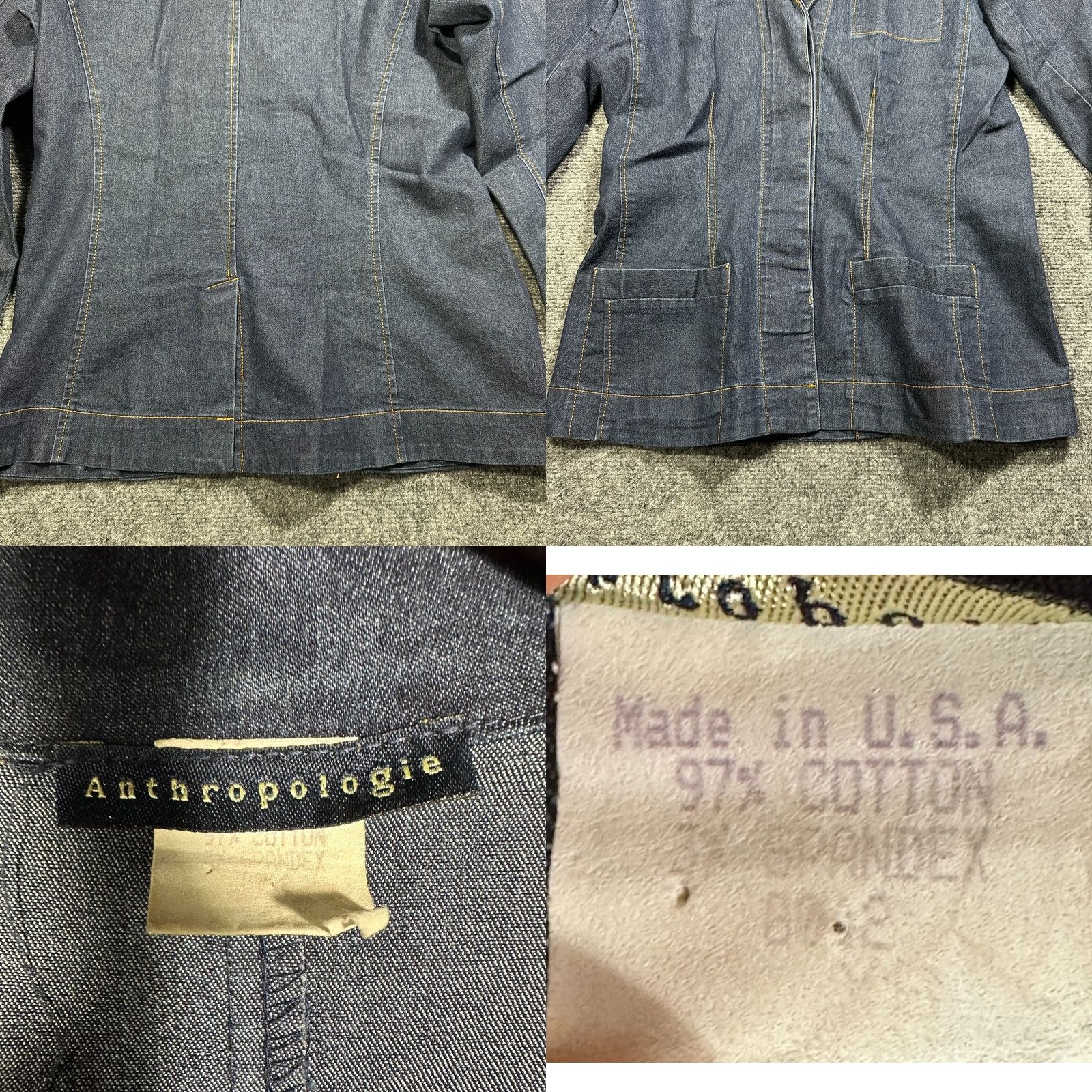 Anthropologie VINTAGE Anthropologie Jacket Womens XS Blue Cotton Denim Pockets Regular Fit Button Closure Size 26" / US 2 / IT 38 - 8 Thumbnail