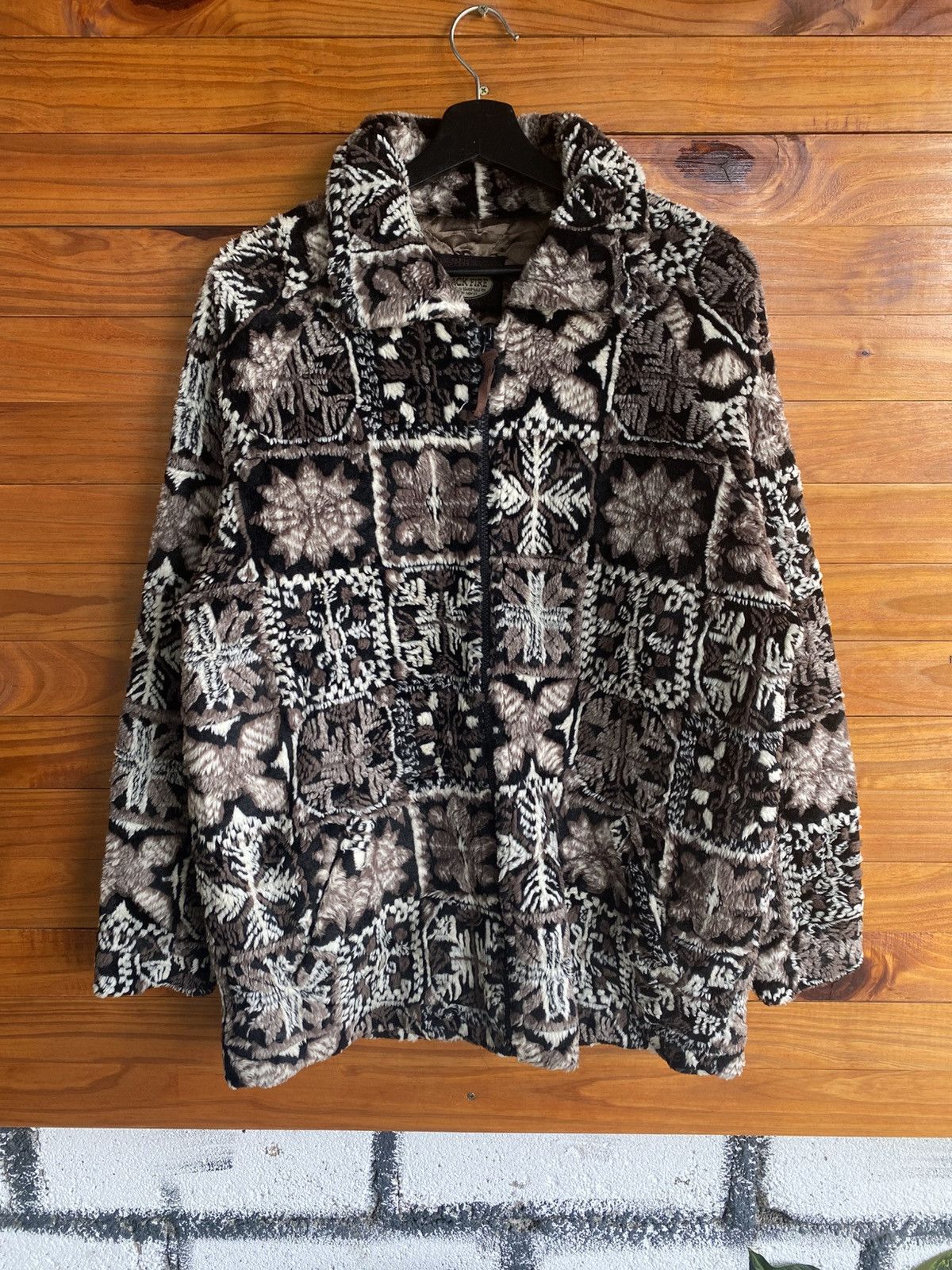 Vintage Vintage Back Fire Patterned Faux Fur Coat – Retro 90s Size US M / EU 48-50 / 2 - 3 Thumbnail