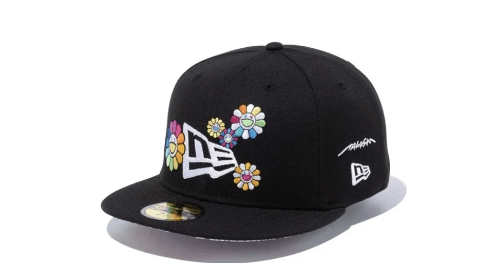 image of New Era x Takashi Murakami Flower 59Fifty Fitted Hat 7-3/4 in Black, Men's