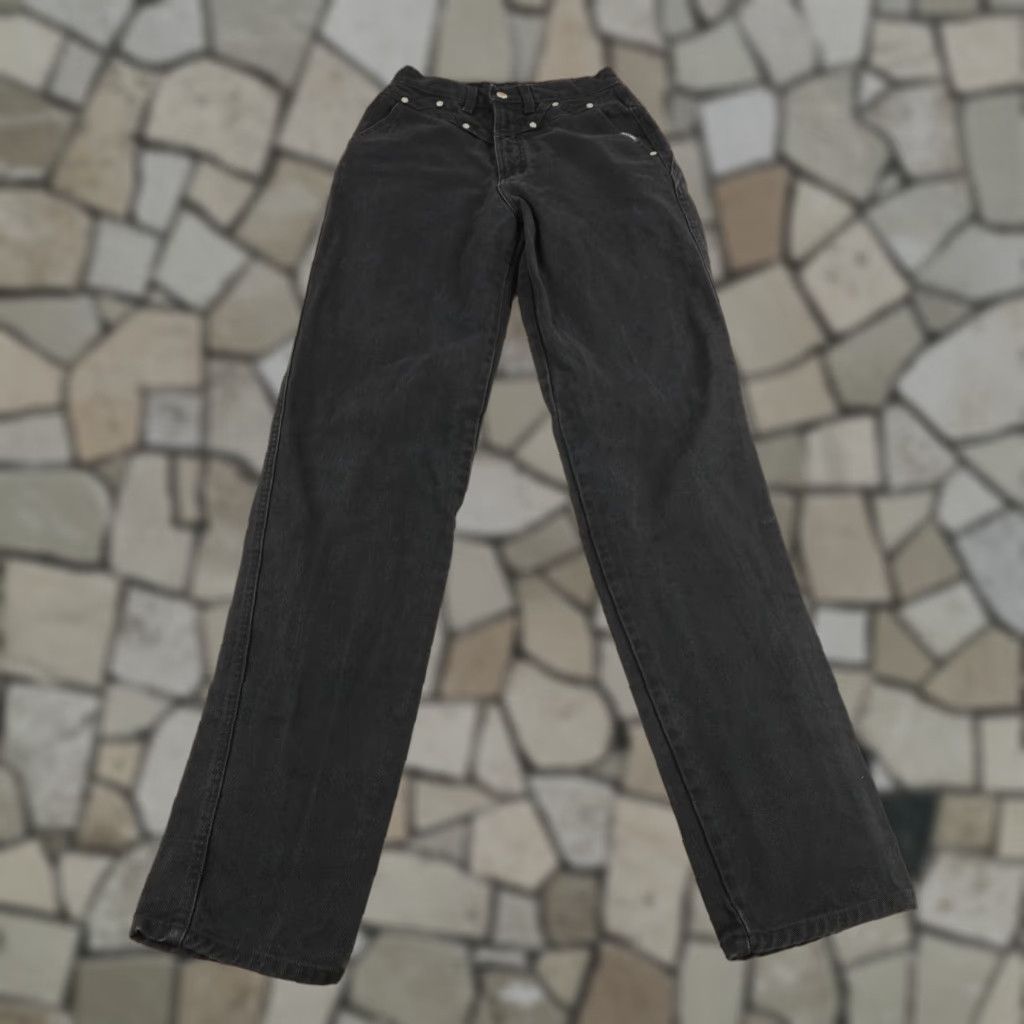 Vintage Rockies Jeans Womens 30 Black Denim High Rise Cowboy Straight Jeans Size 26" / US 2 / IT 38 - 1 Thumbnail