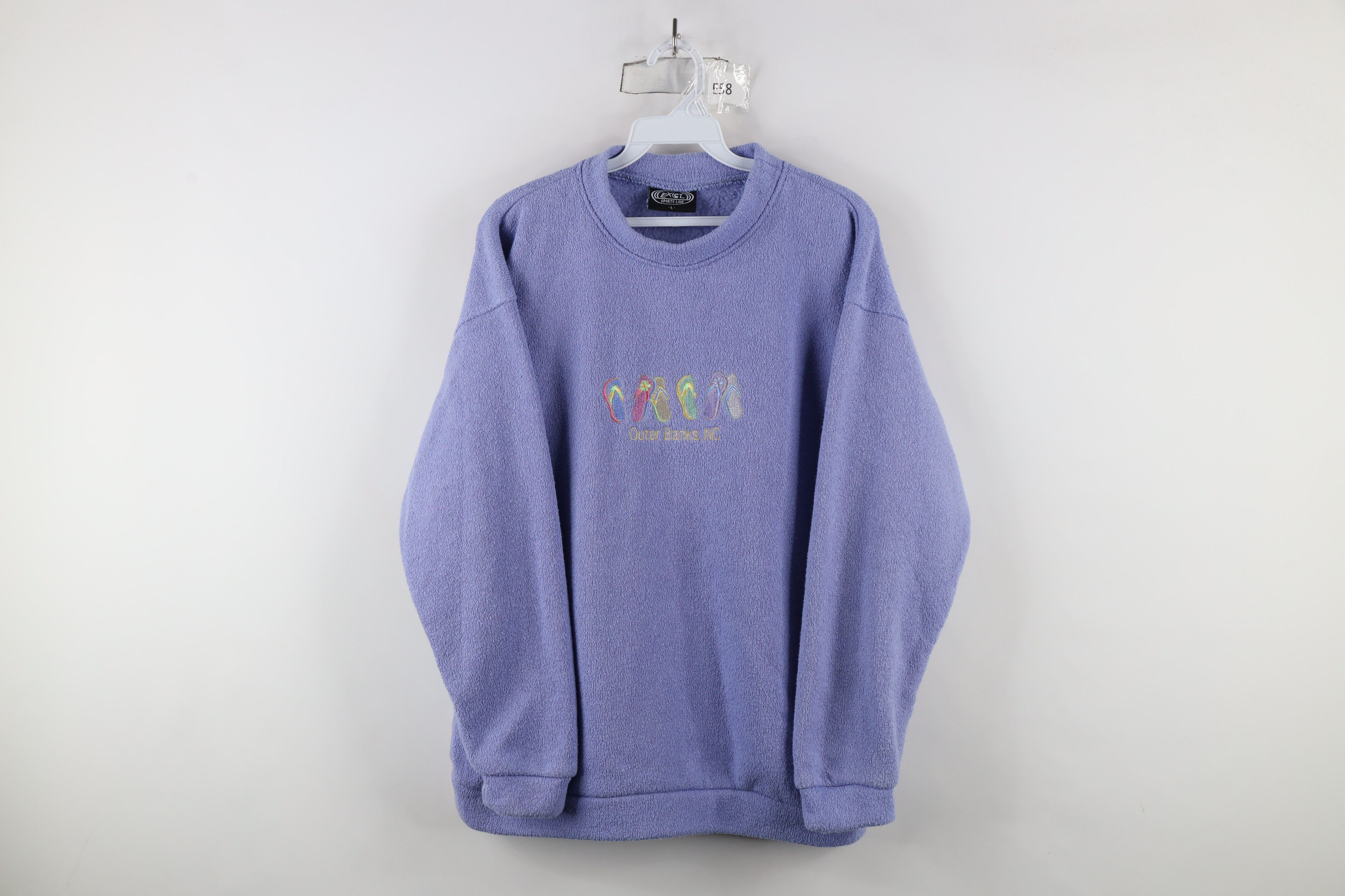 Vintage Vintage 90s Streetwear Flip Flops Terry Cloth Sweatshirt USA Size L / US 10 / IT 46 - 1 Thumbnail