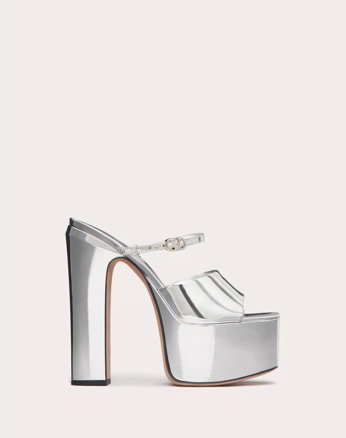 Valentino o1s1wg111125 Tan-go Mirror-effect Platform Slides in Silver Size US 8.5 / IT 38.5 - 1 Thumbnail