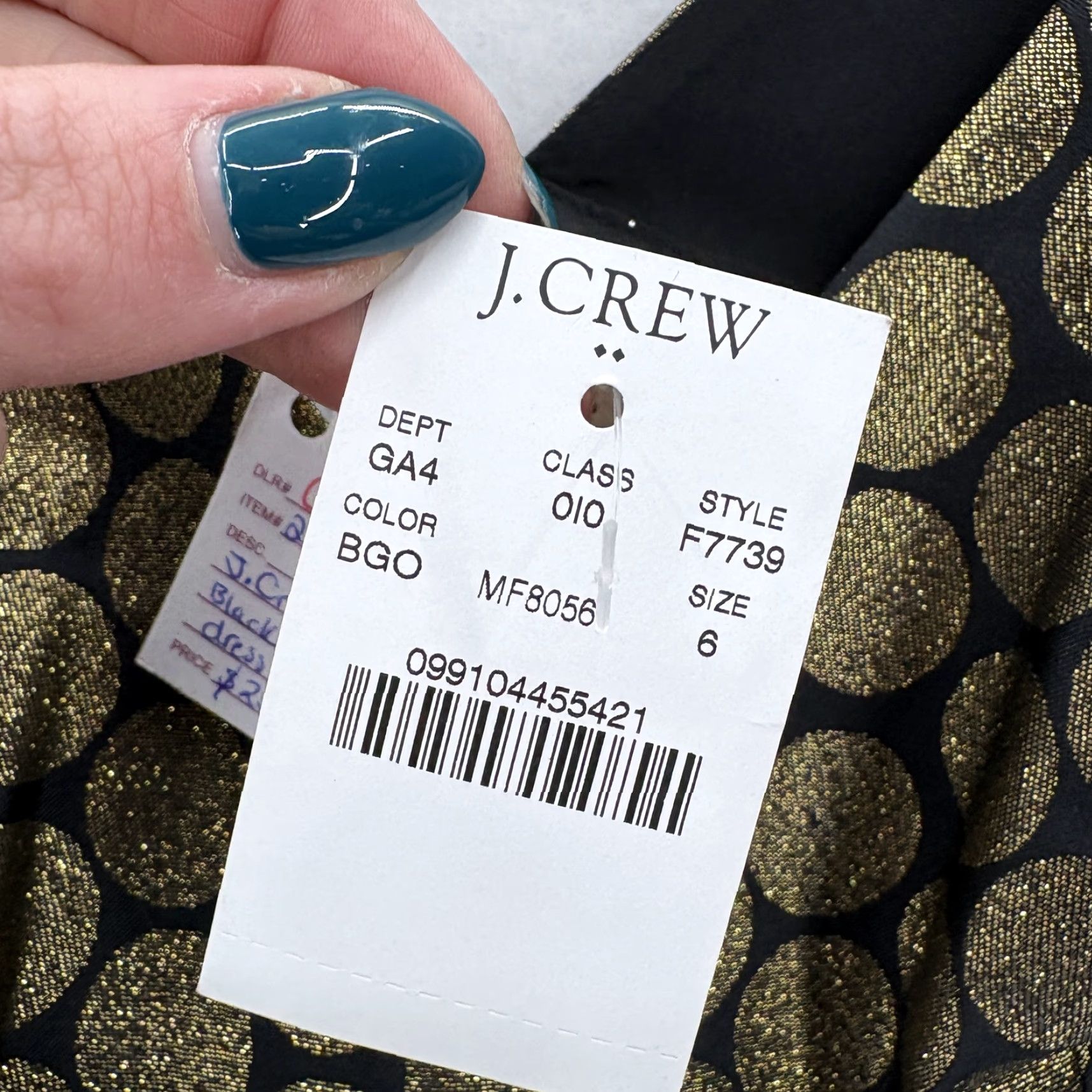 J.Crew J.Crew Dress Womens 6 Black Jacquard Polka Dot Fit & Flare Party Cocktail Sleeveless V-Neck Short Size M / US 6-8 / IT 42-44 - 6 Thumbnail