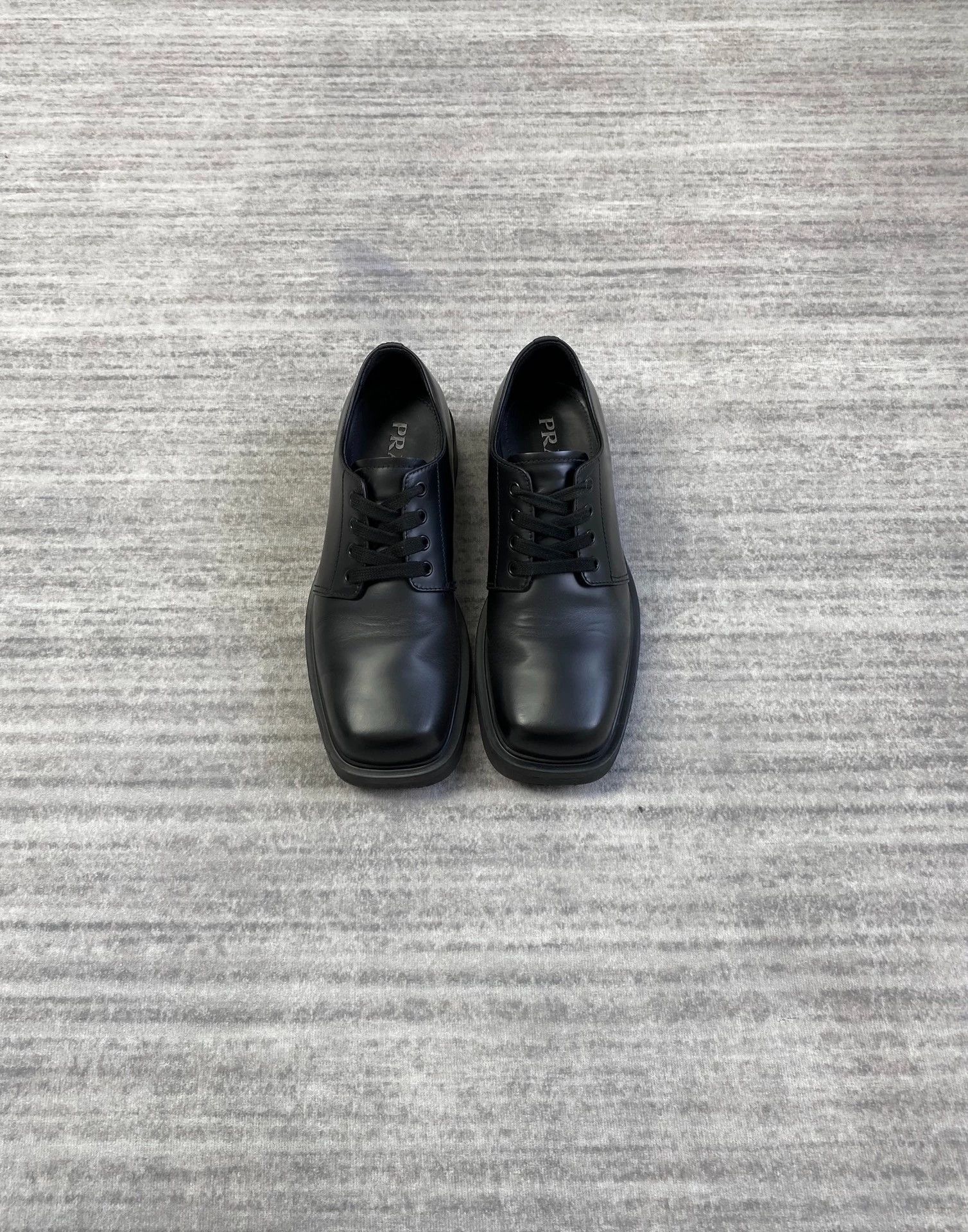 Prada Prada Square Toe Black Derby Shoes (39 UK5) Size US 6 / EU 39 - 1 Thumbnail