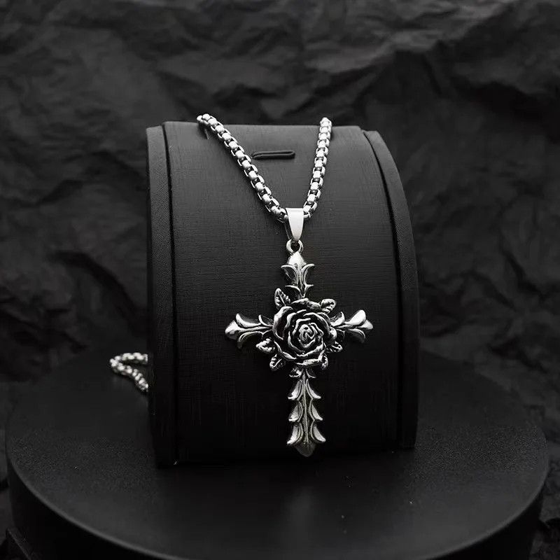 Jewelry Rose Cross Pendant Necklace Size ONE SIZE - 1 Thumbnail