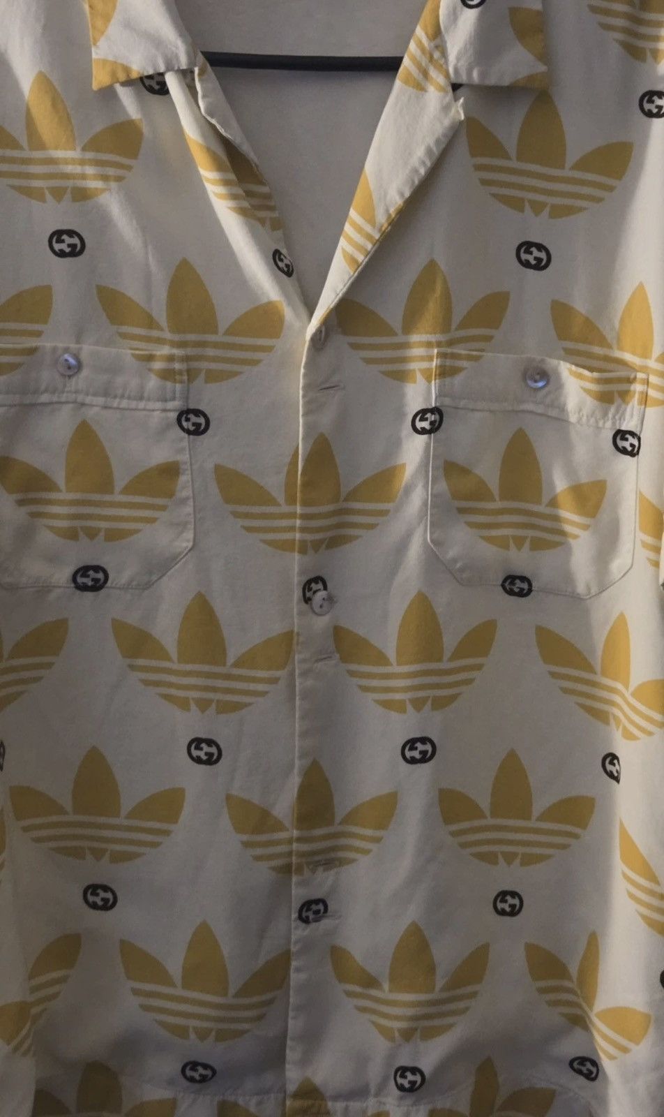 Adidas × Gucci Gucci X Adidas Trefoil Print Bowling Shirt (Size 52 - XL) Size US XL / EU 56 / 4 - 2 Thumbnail