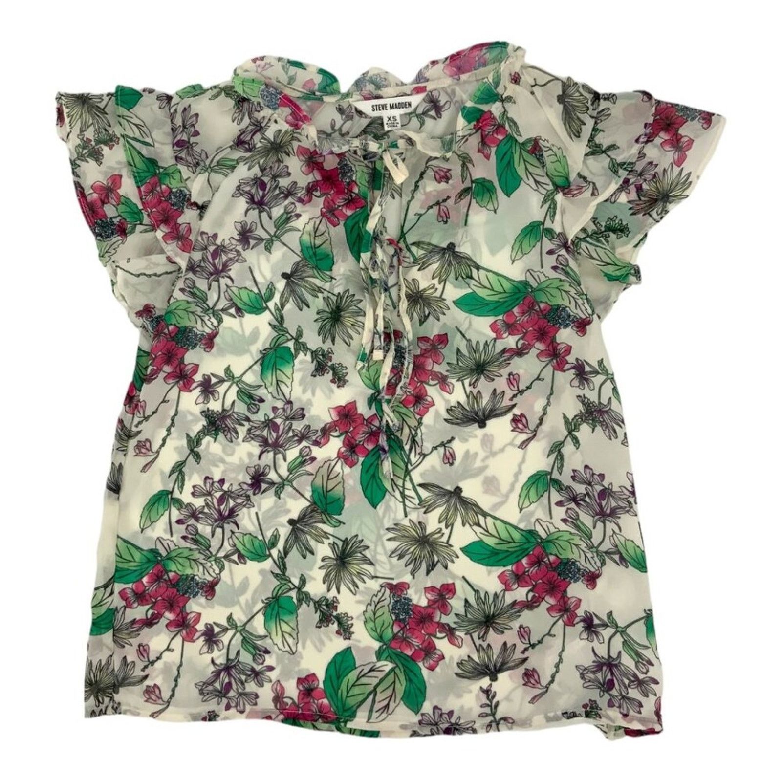 Steve Madden Steve Madden Keyhole Flutter Sleeve Top Sz XS NWOT $69 MSRP Size XS / US 0-2 / IT 36-38 - 3 Thumbnail