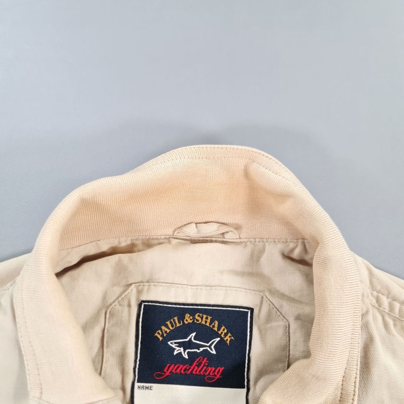 Paul & Shark VINTAGE Paul & Shark Mens Jacket Bomber Cotton Lightweight Beige M Regular Pocket Zip Logo Italy 90s Designer Size US M / EU 48-50 / 2 - 4 Thumbnail