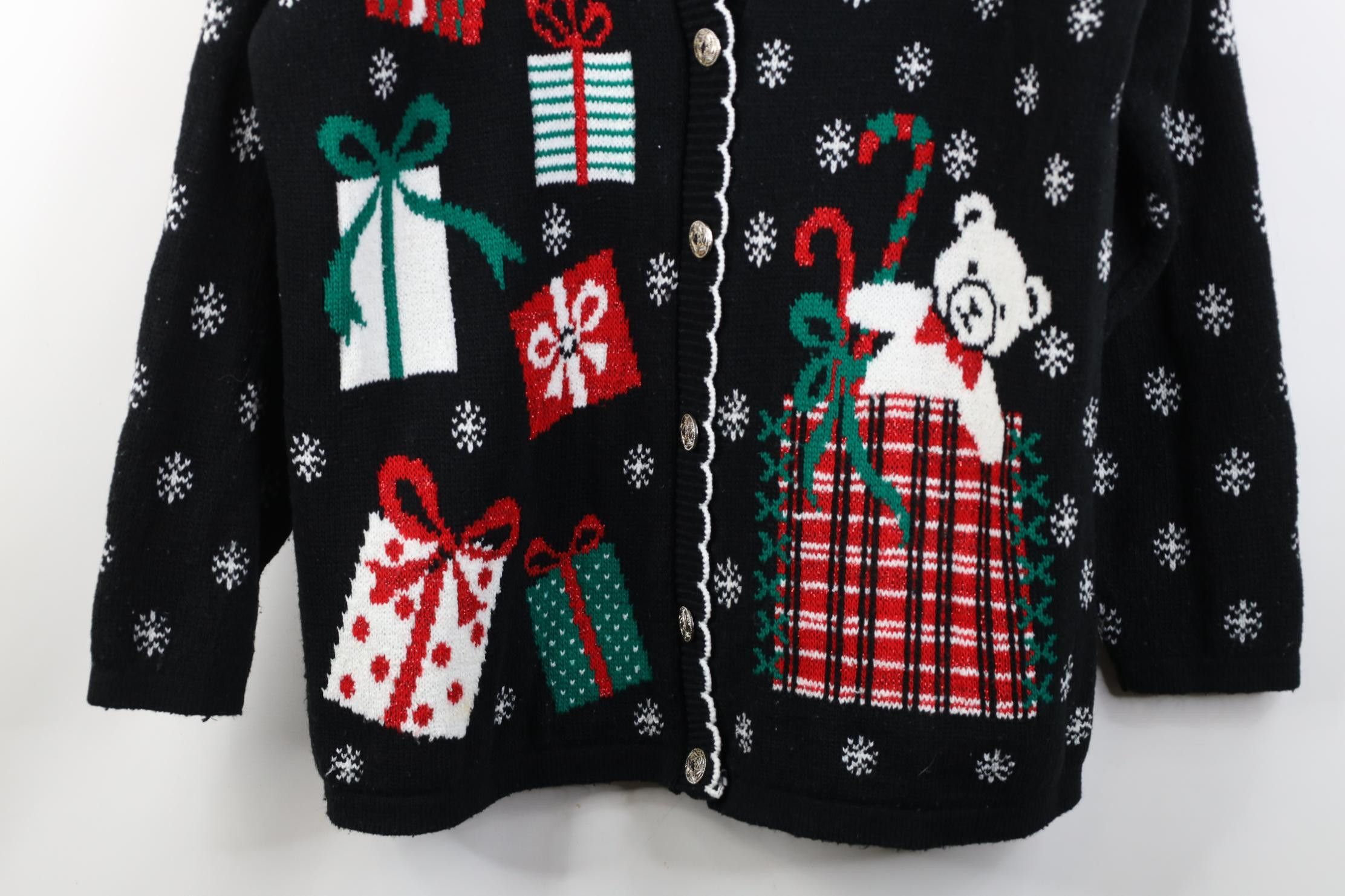 Vintage Vintage 90s Christmas Bear Present Knit Cardigan Sweater USA Size L / US 10 / IT 46 - 3 Thumbnail