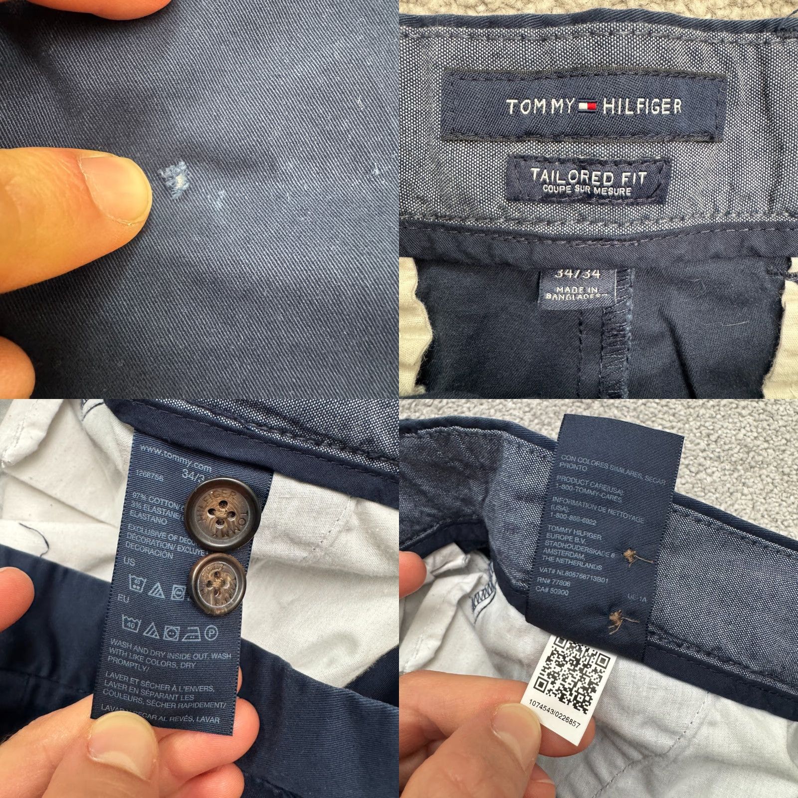 Tommy Hilfiger Tommy Hilfiger Tailored Fit Chino Pants Mens 34x34 Navy Blue Straight Leg Cotton Size US 34 / EU 50 - 8 Thumbnail