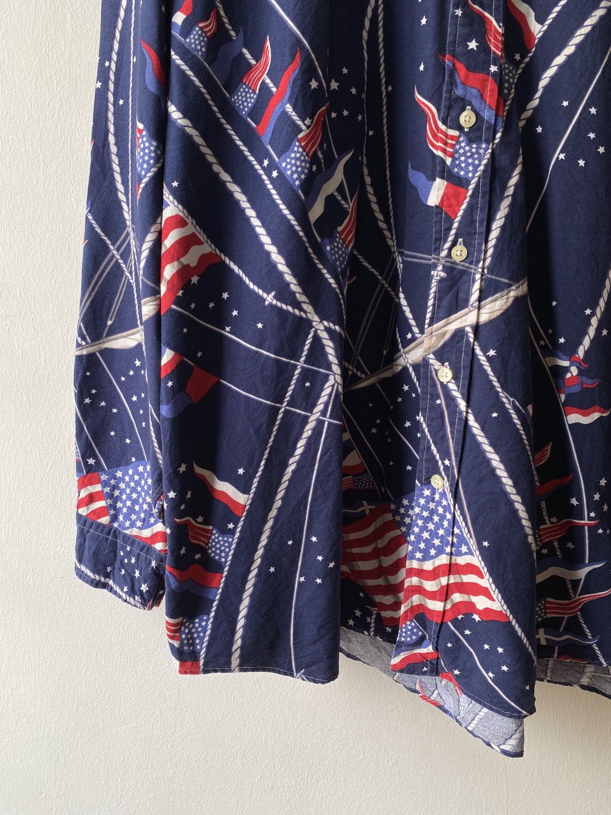 Polo Ralph Lauren × Ralph Lauren × Vintage Vintage Ralph Lauren American Flag Fullprint Button Up Shirt Size US XXL / EU 58 / 5 - 4 Thumbnail